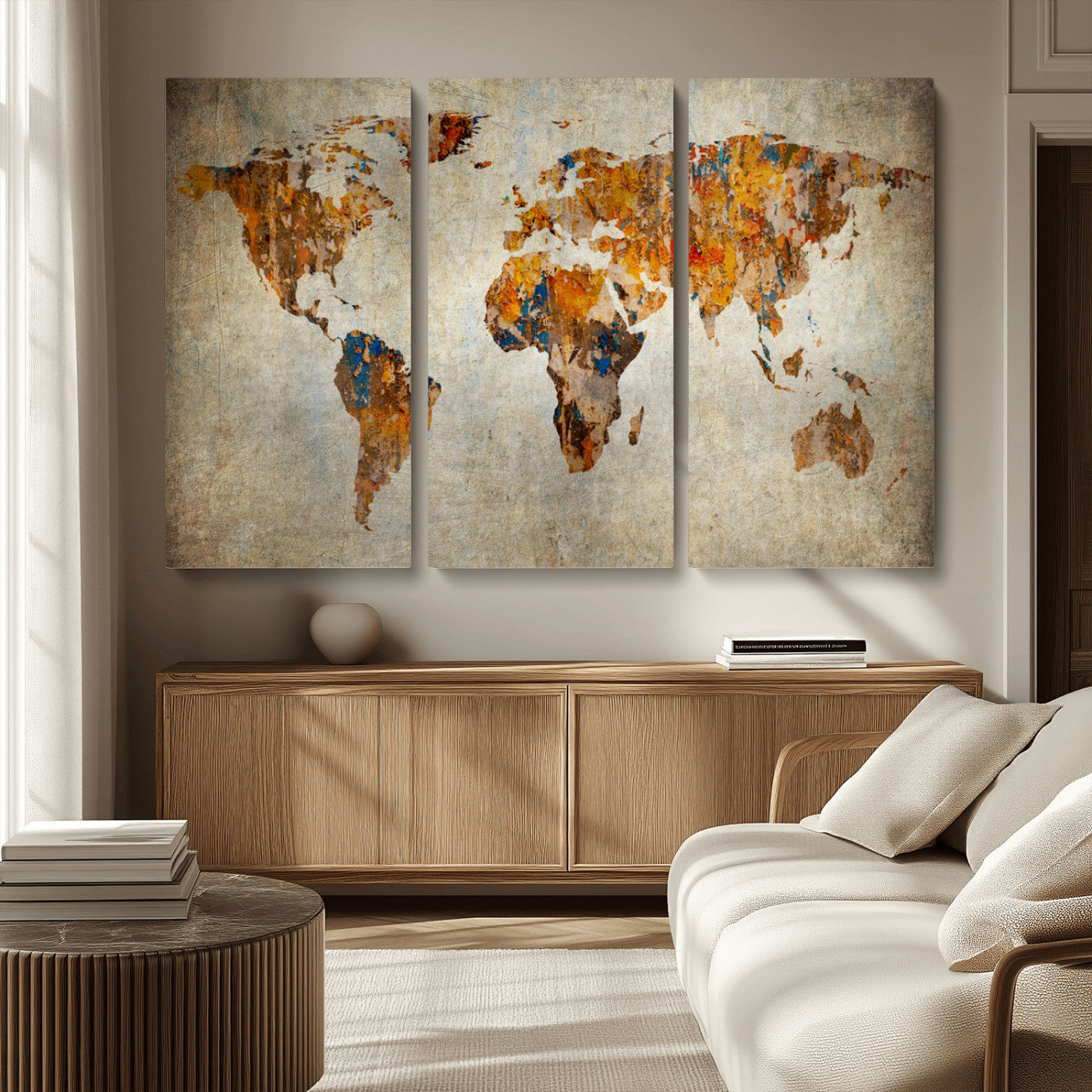 MGV-CV-48X32-3P - Push Pin World Map Canvas Print – Framed Wall Art for Couples to Track Their Travels – Anniversary