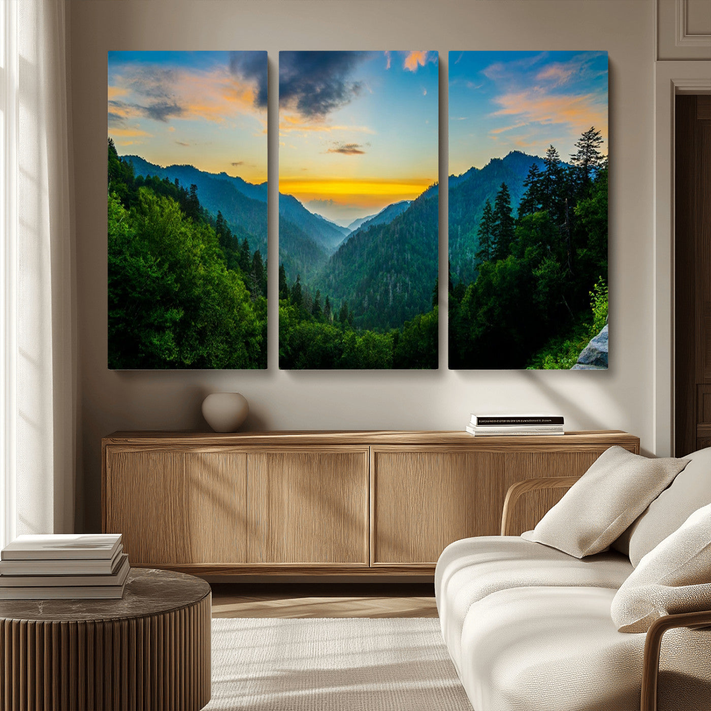 MGV-CV-48X32-3P - Green Forest Wall Art Canvas Print
