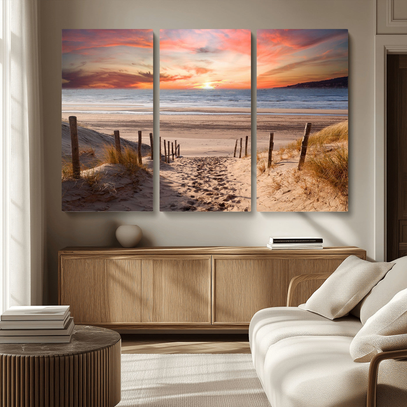 MGV-CV-48X32-3P - Sunset on the Sea Wall Art Canvas Print
