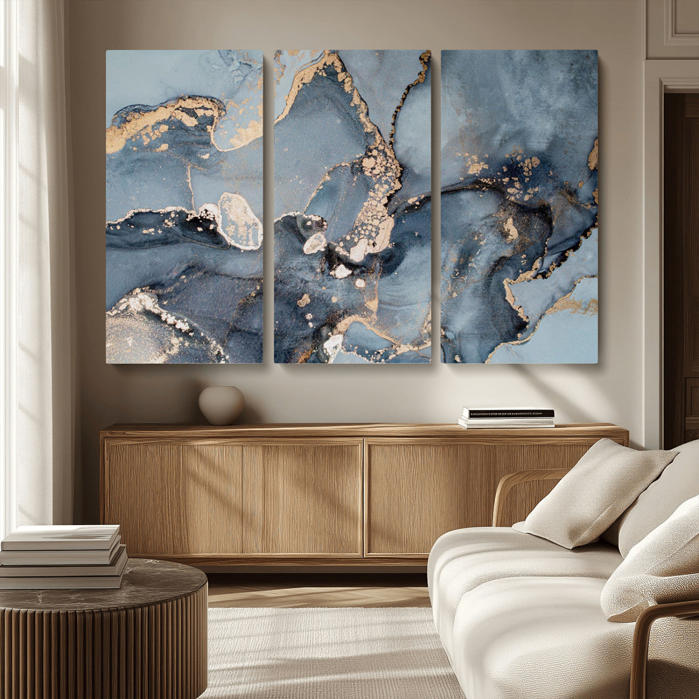 MGV-CV-48X32-3P - Multipanel Marble Fluid Effect Wall Art Abstract Canvas Wall Art Print
