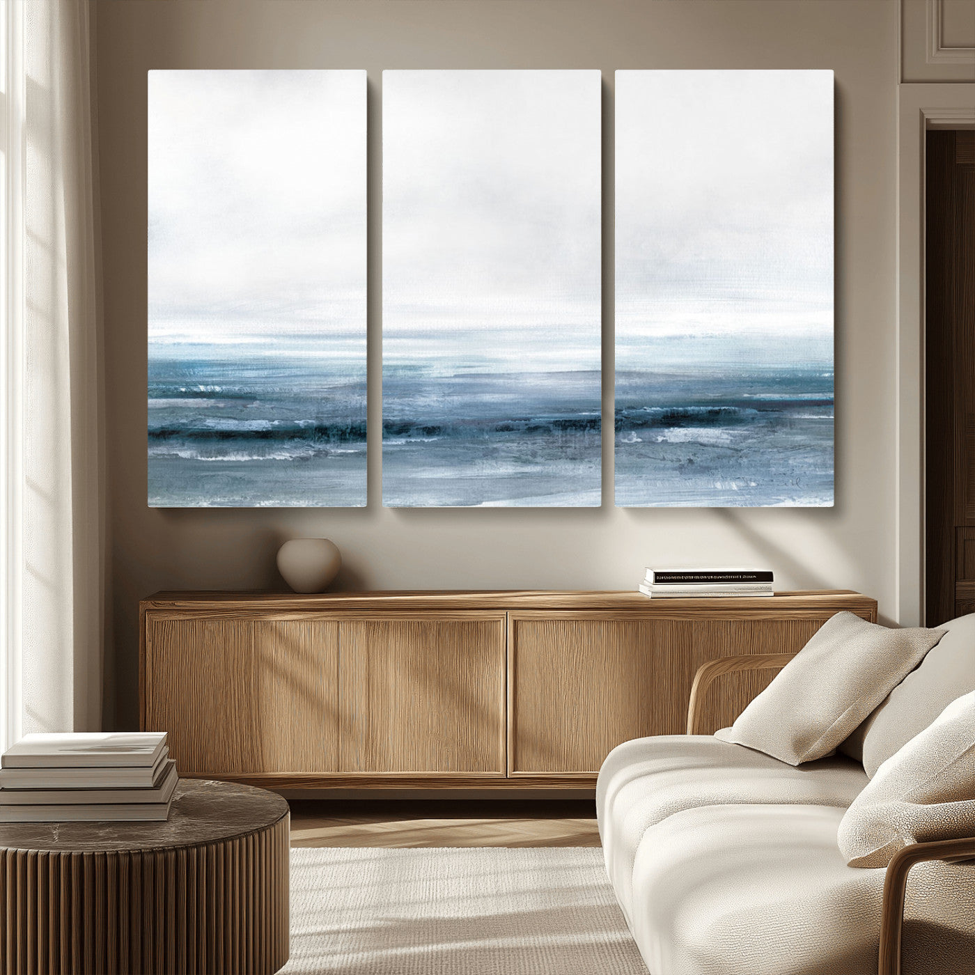MGV-CV-48X32-3P - Blue Ocean Abstract Artwork Wall Art Canvas Print