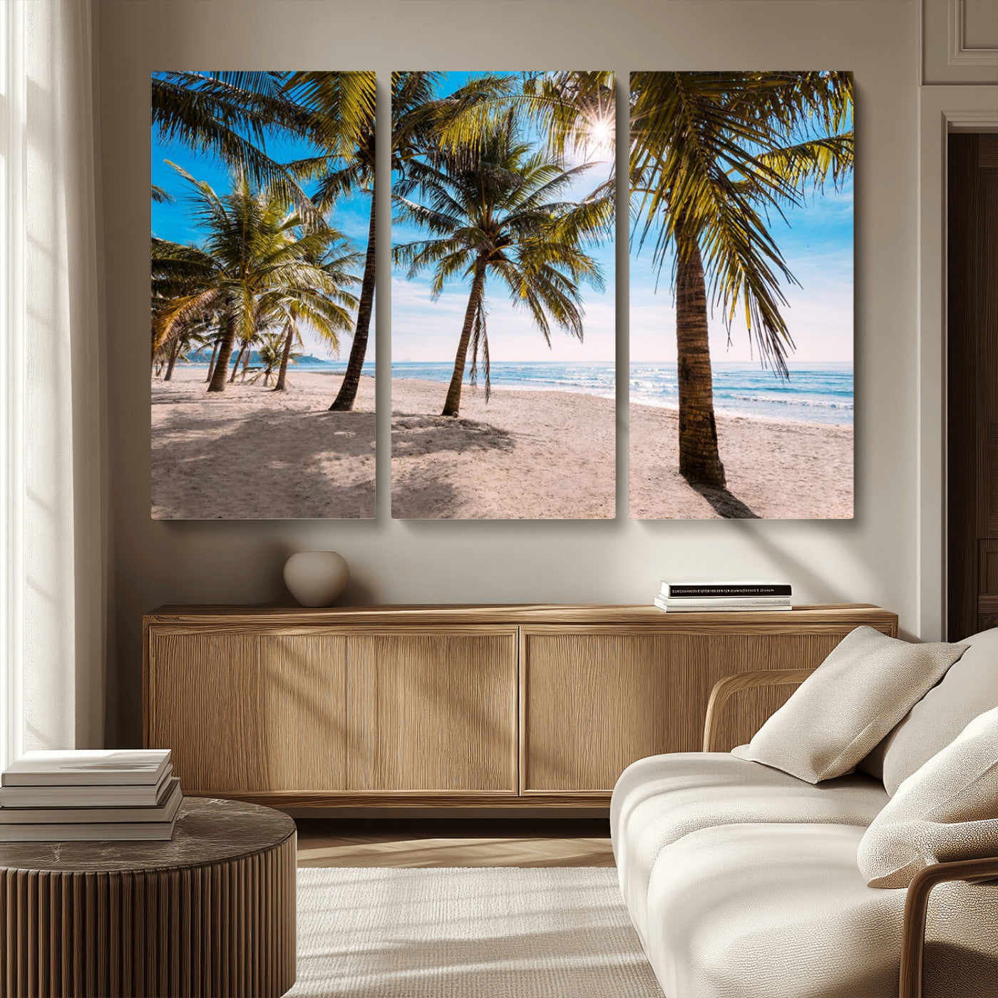MGV-CV-48X32-3P - Palm Beach Tropical Island Wall Art Canvas Print