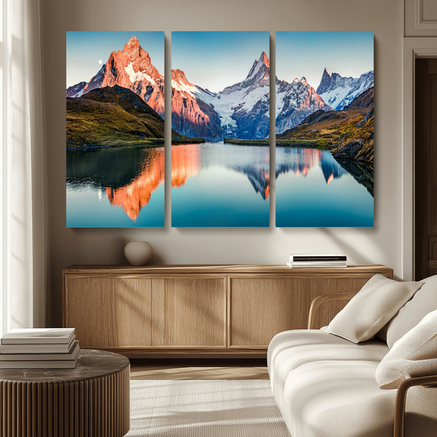 MGV-CV-48X32-3P - Landscape Mountain and Lake View Wall Art Canvas Print