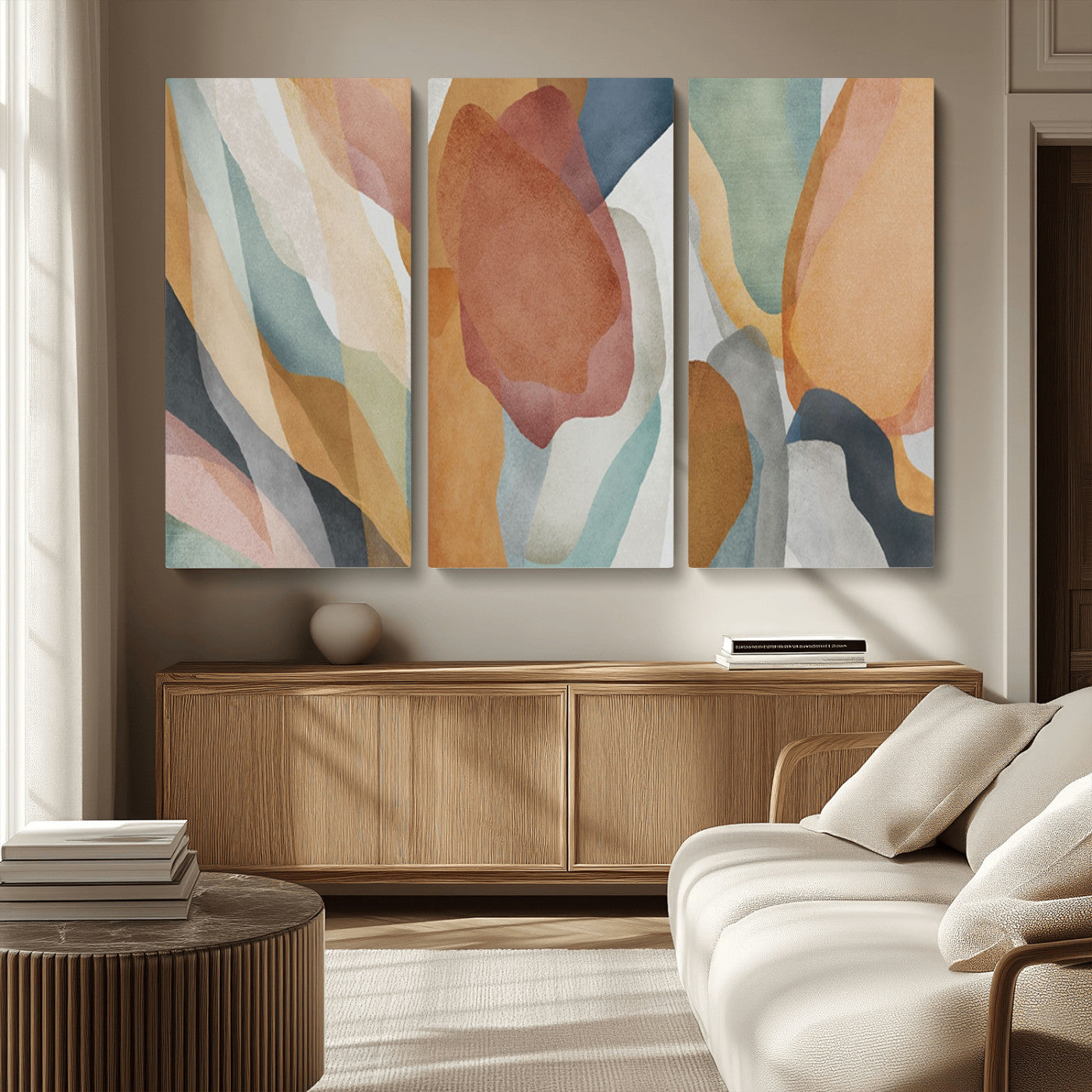 MGV-CV-48X32-3P - Boho Wall Art Canvas Print Set, Watercolor Boho Wall Art Canvas