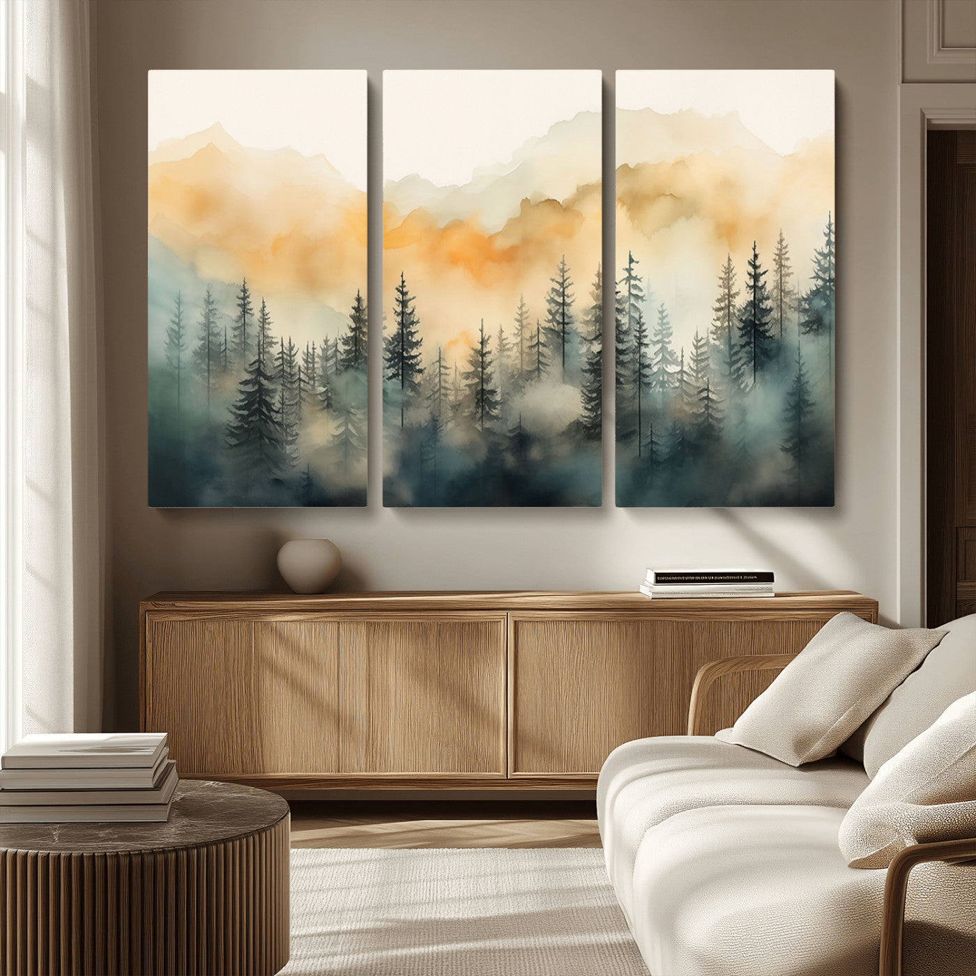 34155-MGV-CV-36X24-Abstract Forest Print - Mountain Wall Art | Autumn Landscape Canvas Print for Living Room, Bedroom, or Office | Large Wall Art Decor