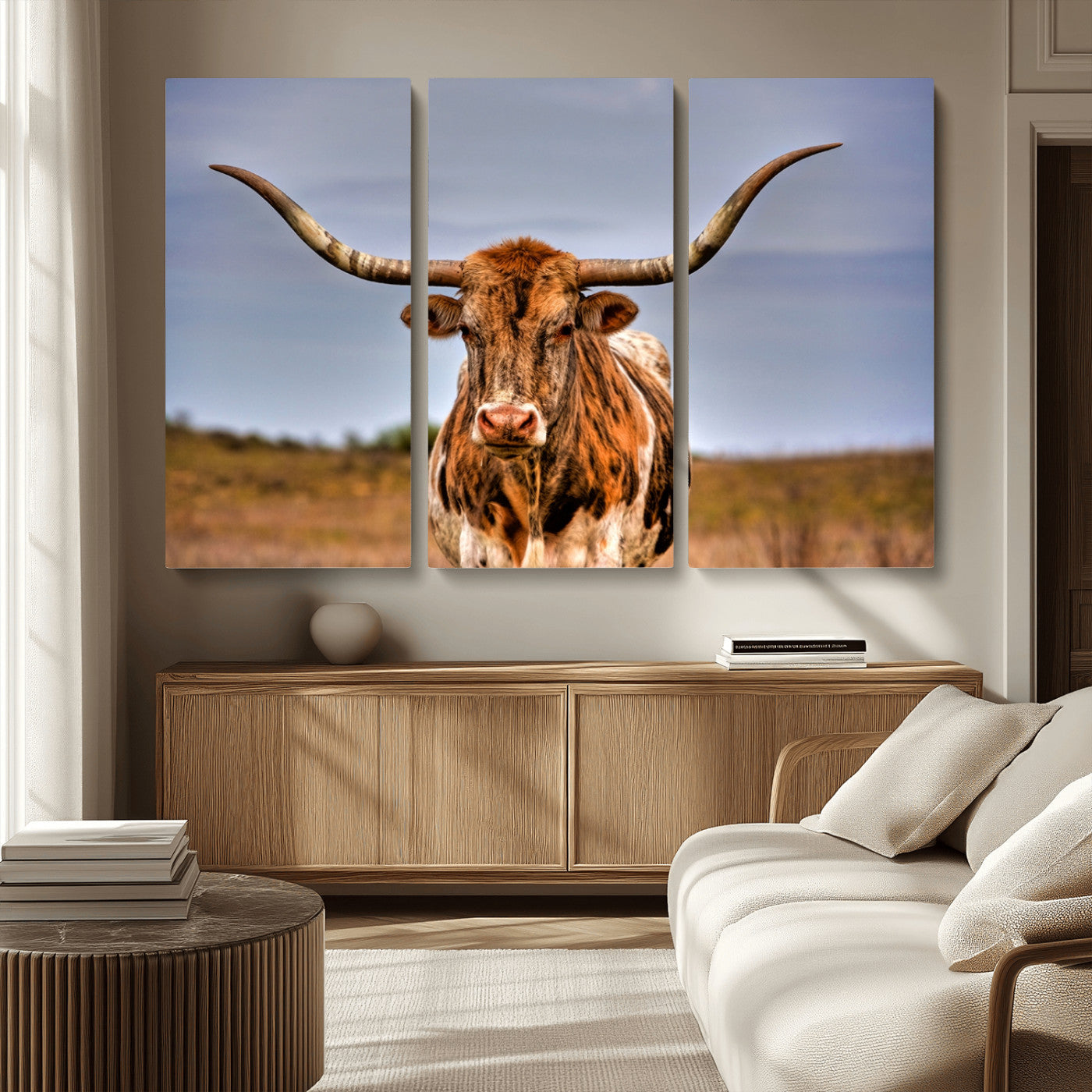 -Texas Longhorn Wall Art Print, Framed Longhorn Cow Wall Art