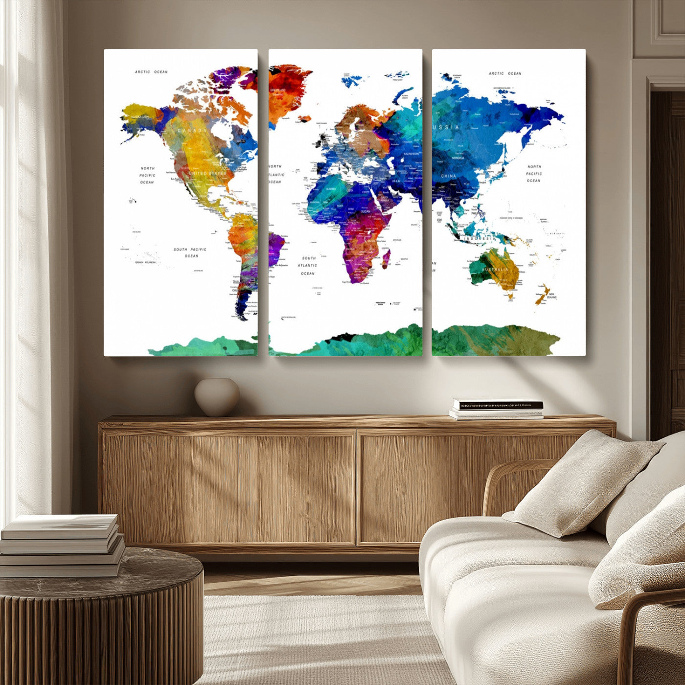 -Push Pin World Map Canvas Print – Framed Wall Art for Couples to Track Their Travels – Anniversary