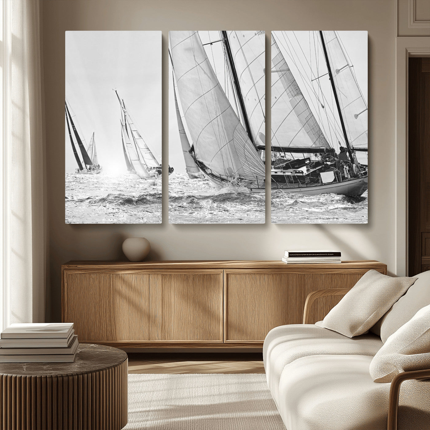 MGV-CV-48X32-3P - Yacht Sailboat Regatta Canvas Wall Art Canvas Print