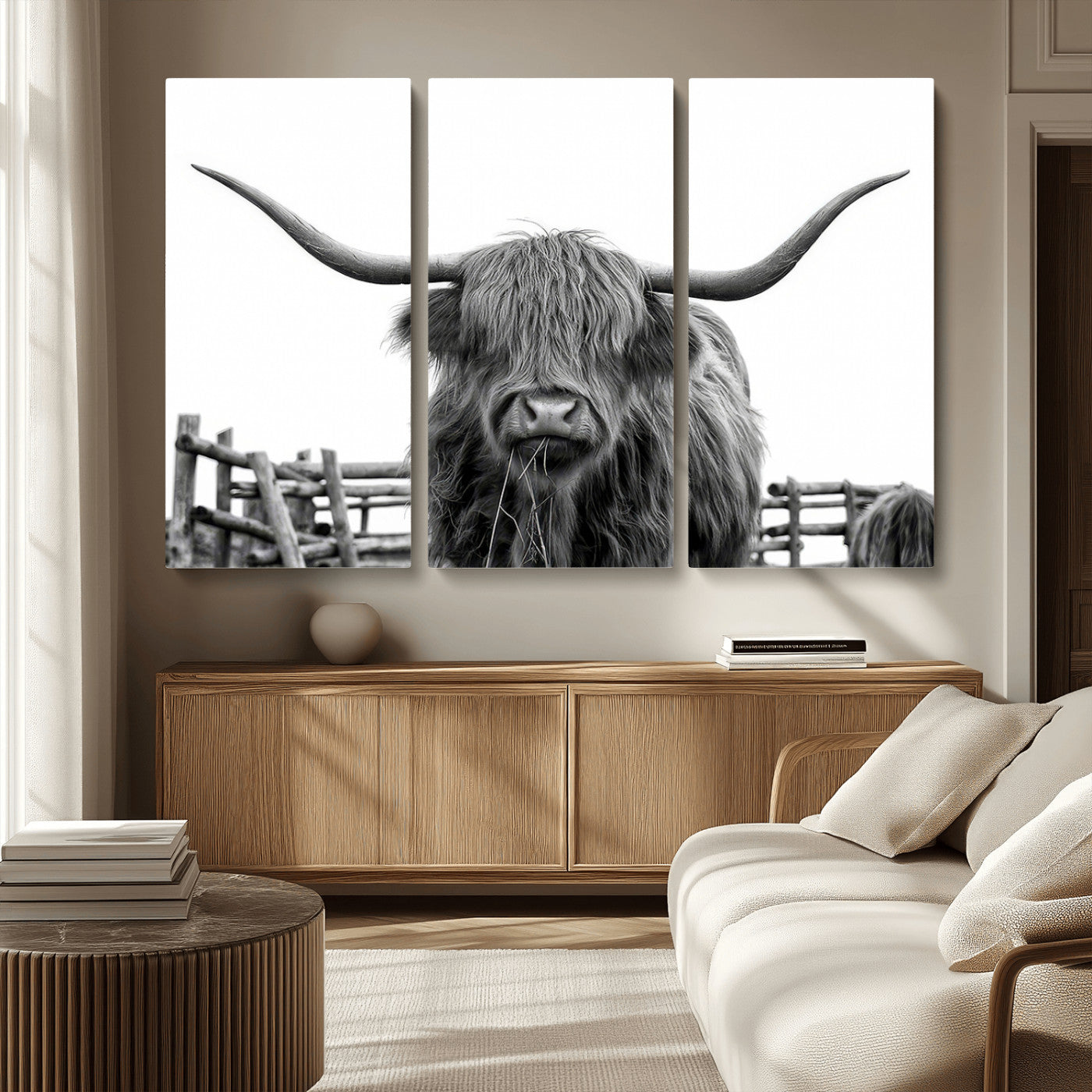 -Longhorn Canvas Print, Bighorn Cow Wall Art Canvas Print