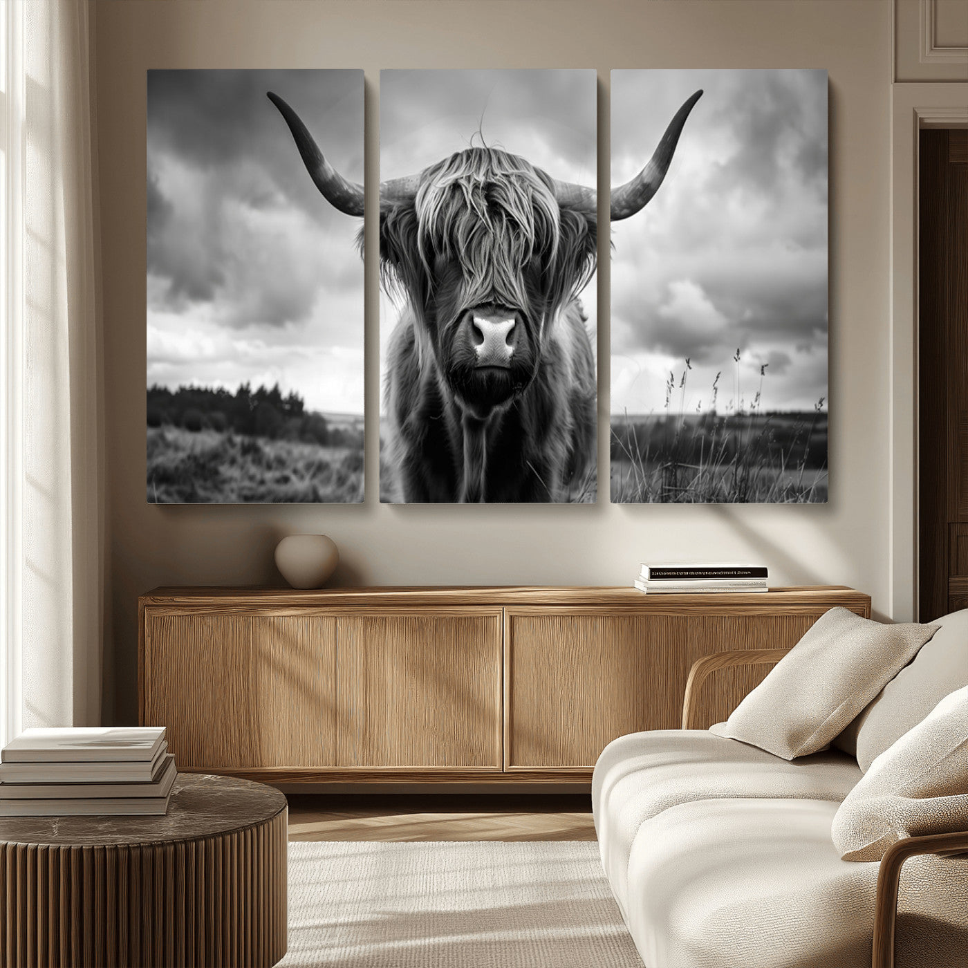 -Scottish Cow Wall Art Canvas Print | Longhorn Wall Art | Bighorn Animal Wall Art