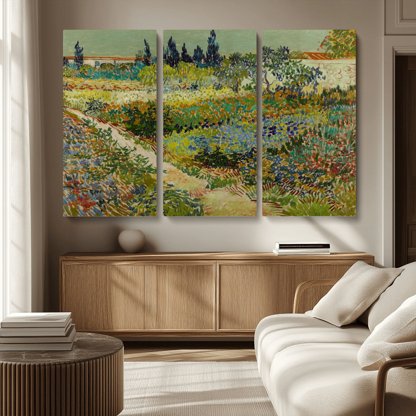 MGV-CV-48X32-3P - Vincent van Gogh Garden at Arles Wall Art Canvas Print