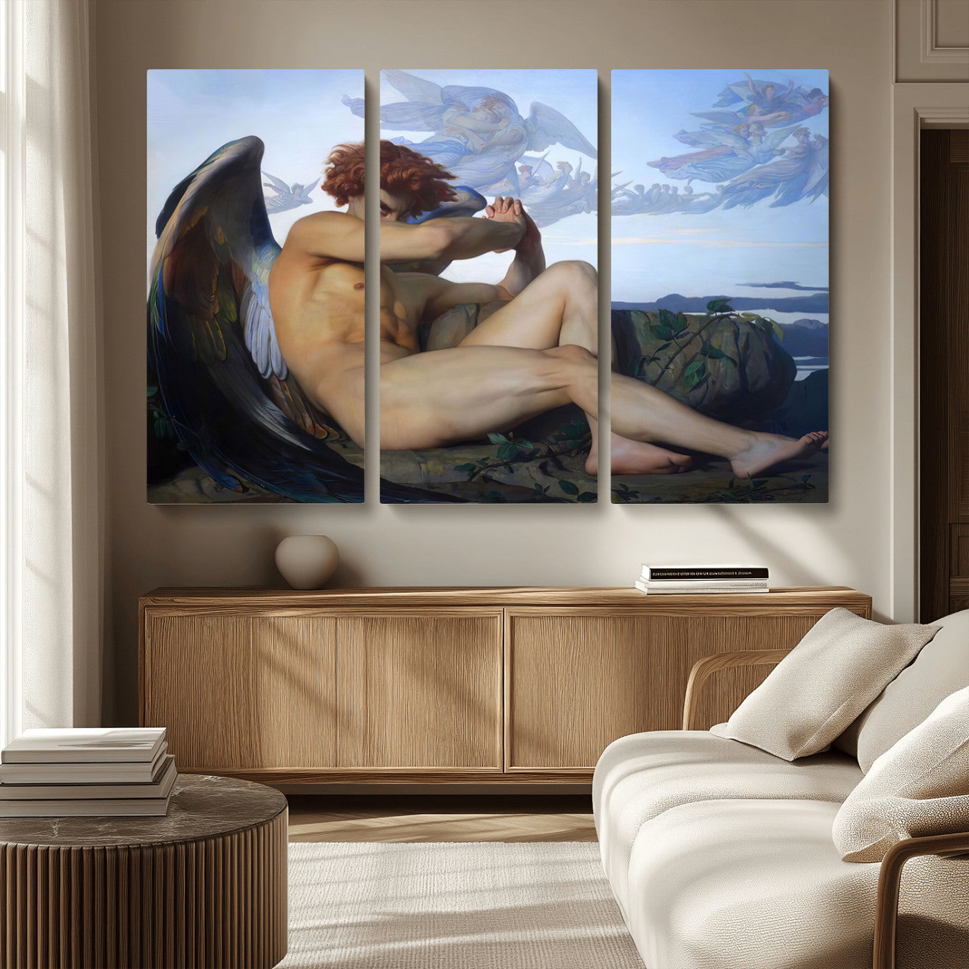 -Fallen Angel Wall Art Canvas Print – Classic Art, Framed, Ready to Hang - Alexandre Cabanel