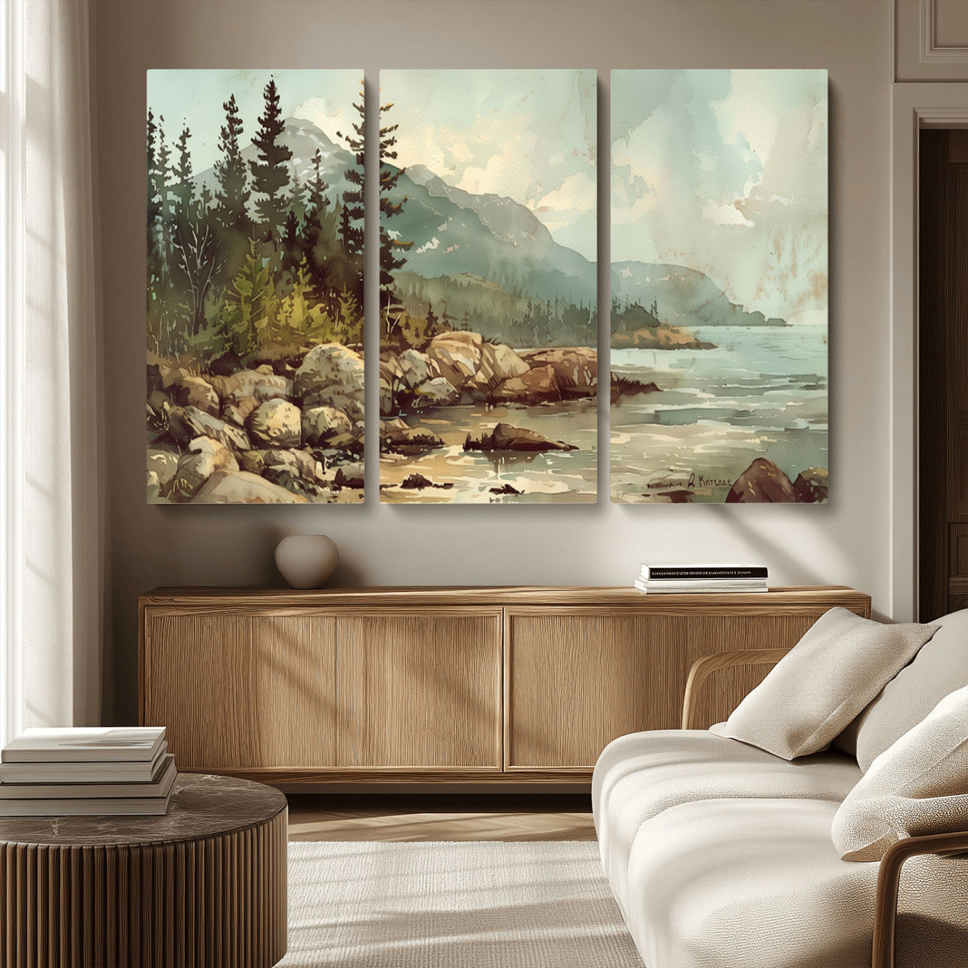 MGV-CV-48X32-3P - Abstract Acadia National Park Wall Art Canvas Print - Stunning 3-Panel Wall Art Canvas Print, Framed, Ready to Hang
