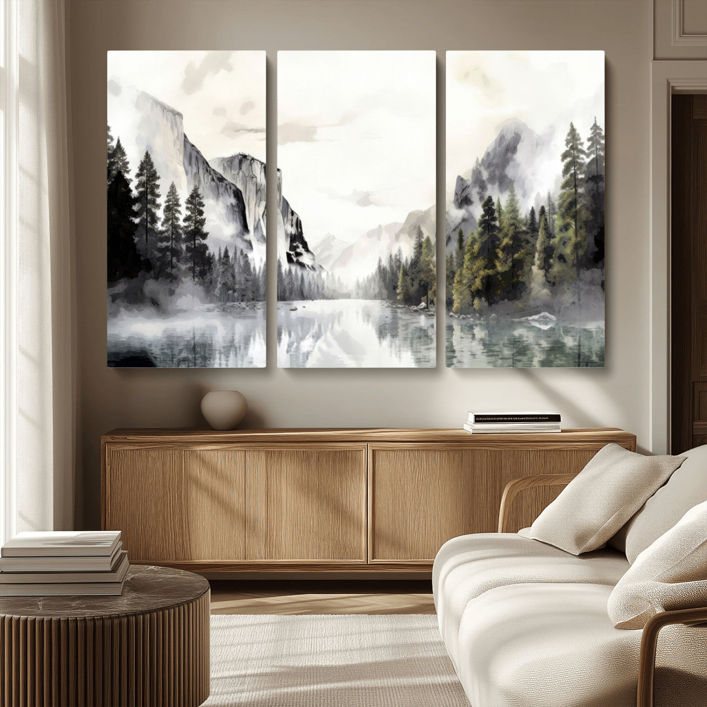 MGV-CV-48X32-3P - Yosemite Valley Wall Art Canvas Print – Framed and Ready to Hang – Majestic Nature Landscape Décor