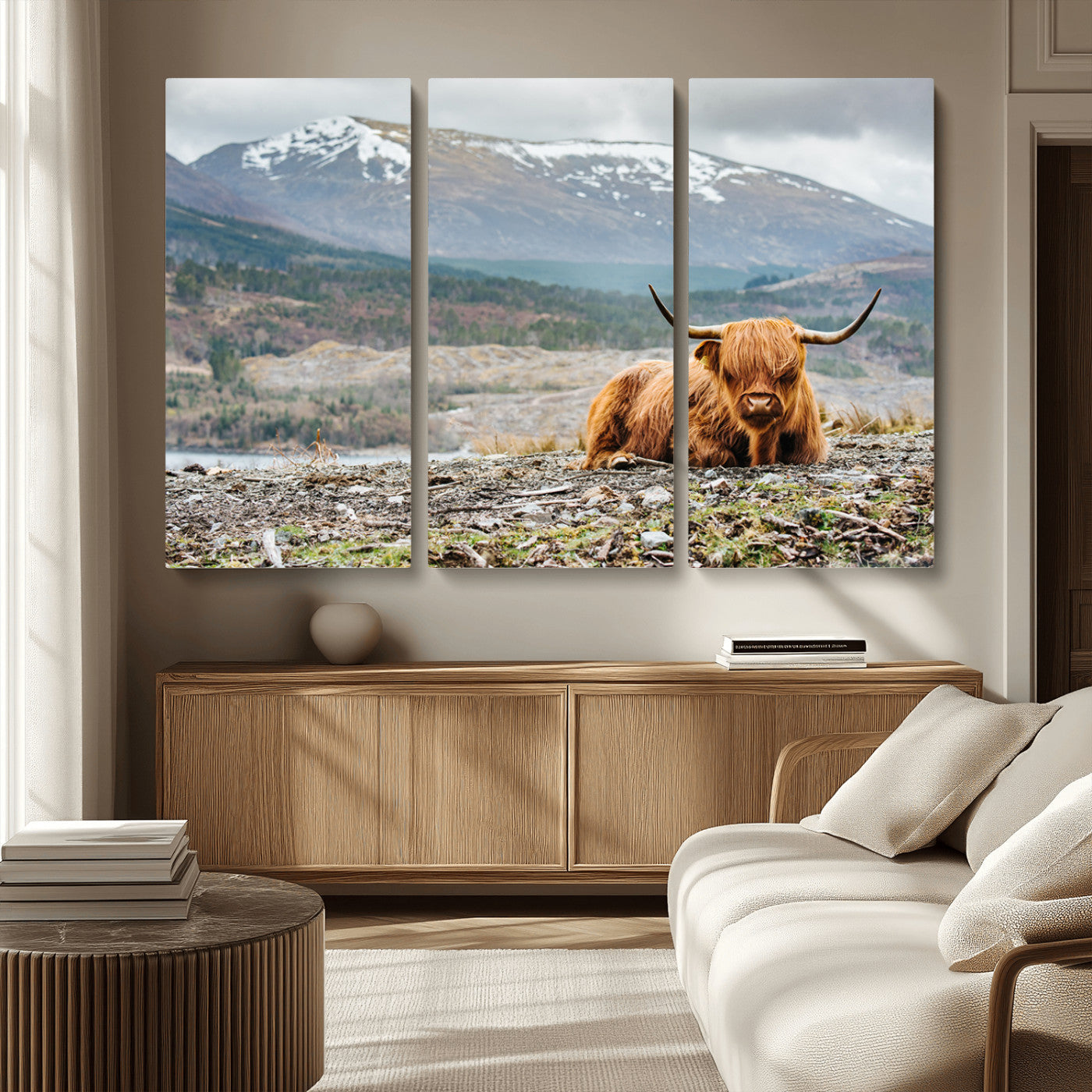 -Highland Cow Horn Farm Wall Art Canvas Print