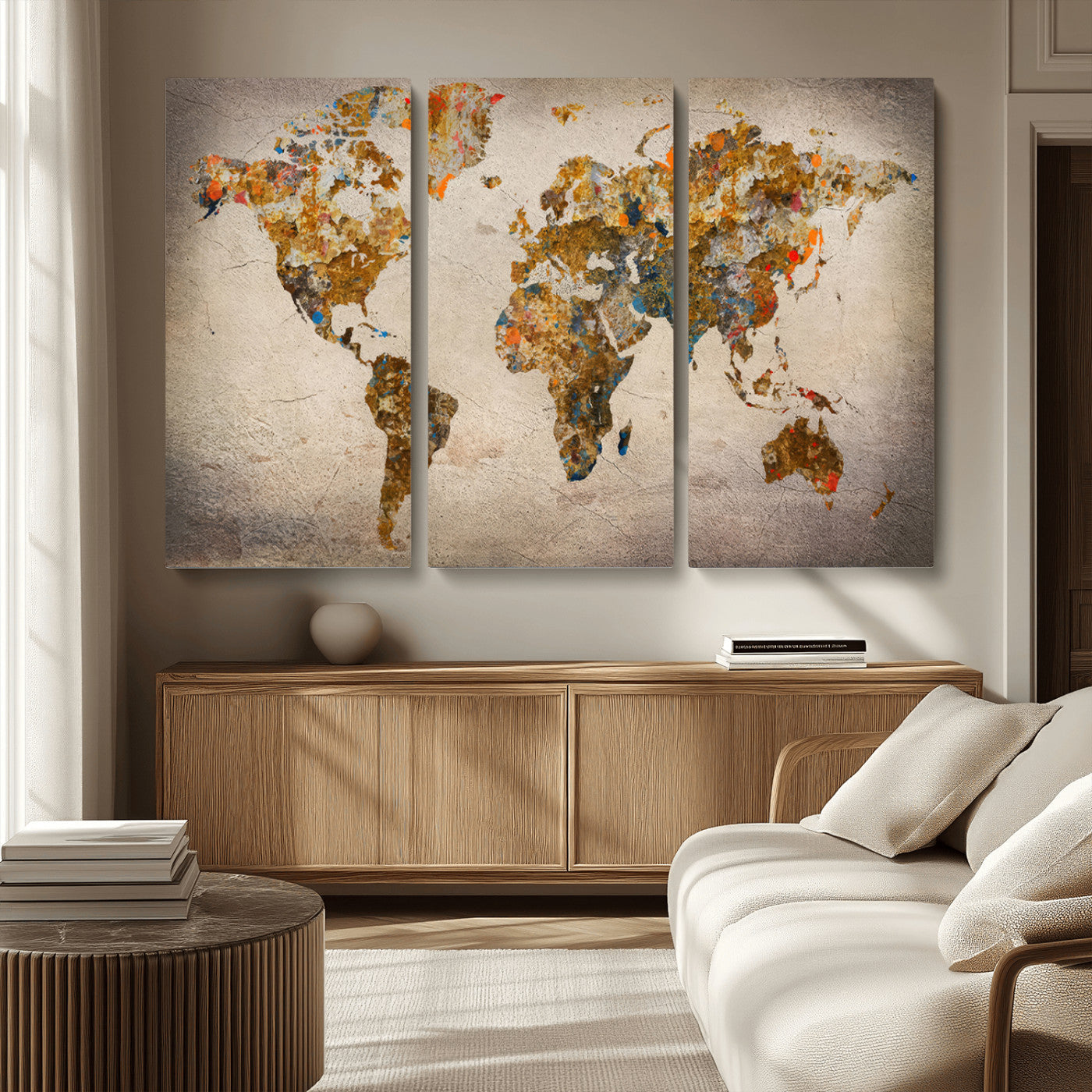 MGV-CV-48X32-3P - Push Pin World Map Canvas Print – Framed Wall Art for Couples to Track Their Travels – Anniversary