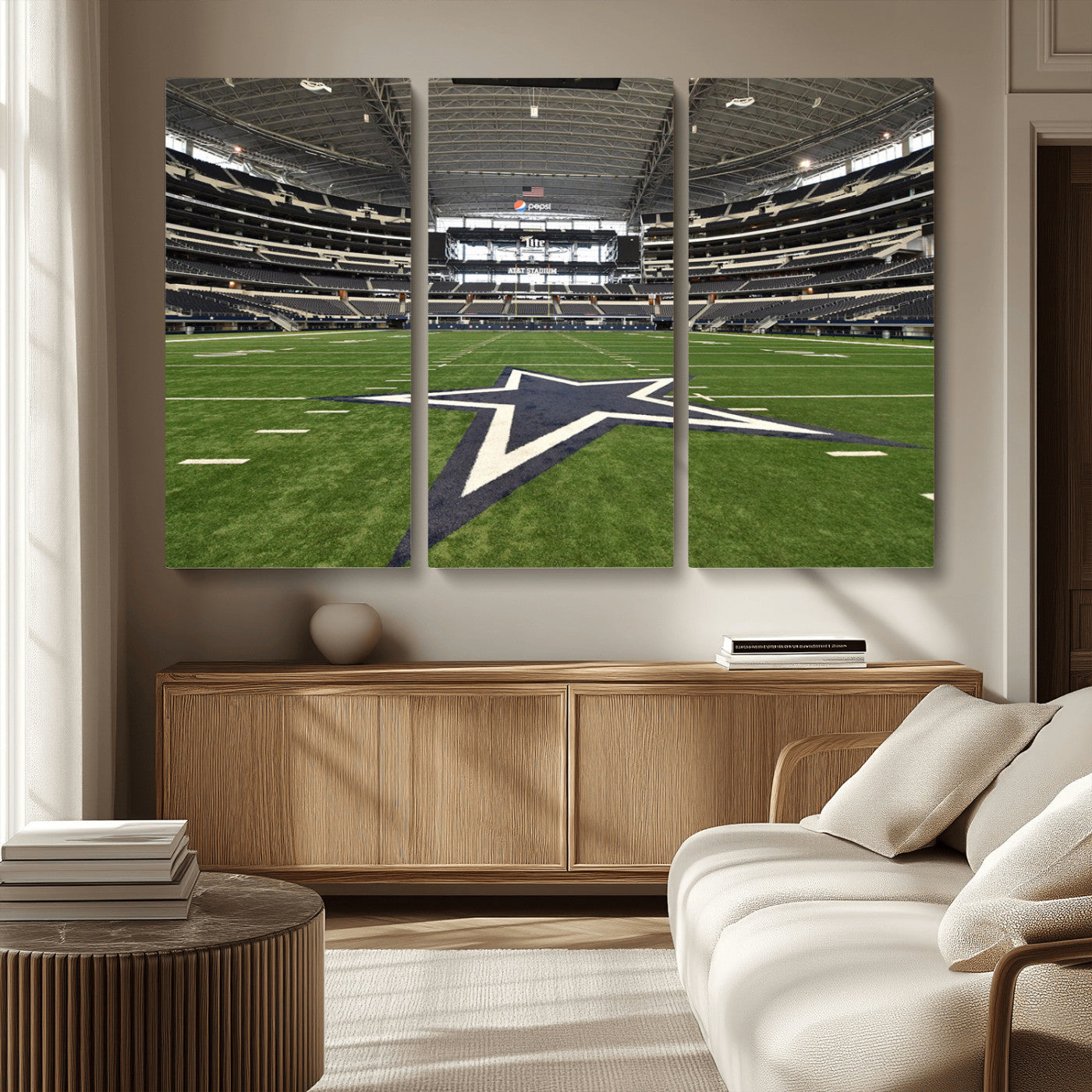 MGV-CV-48X32-3P - Dallas Cowboys Football Team Print - Arlington AT&T Stadium Wall Art Canvas Print