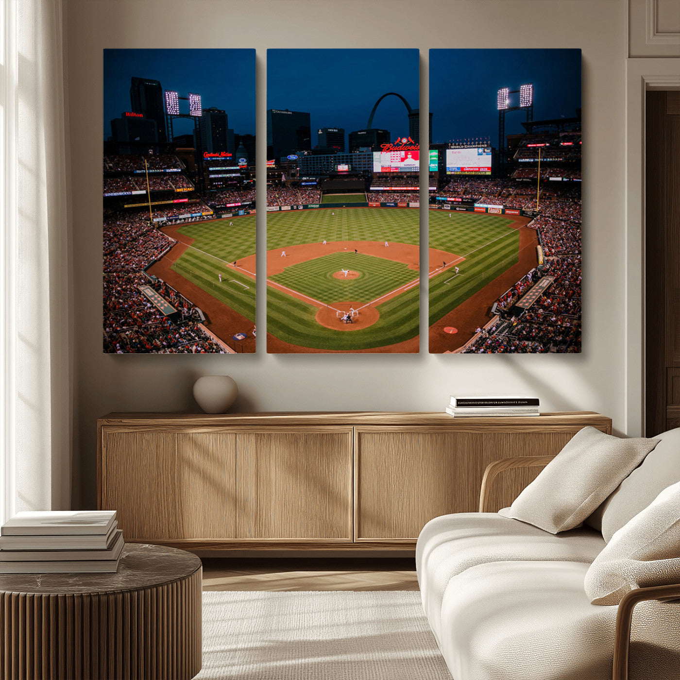 MGV-CV-48X32-3P - St. Louis Cardinals Baseball Team Print - Busch Stadium Wall Art Canvas Print