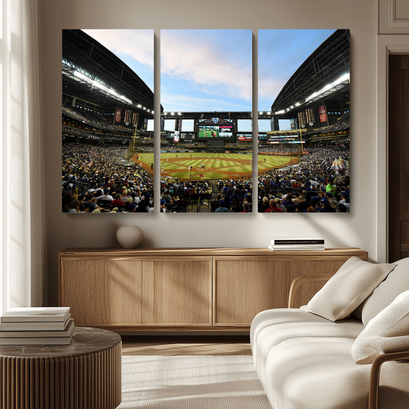 MGV-CV-48X32-3P - Arizona Diamondbacks Baseball Team Print - Phoenix Chase Field Stadium Wall Art Canvas Print
