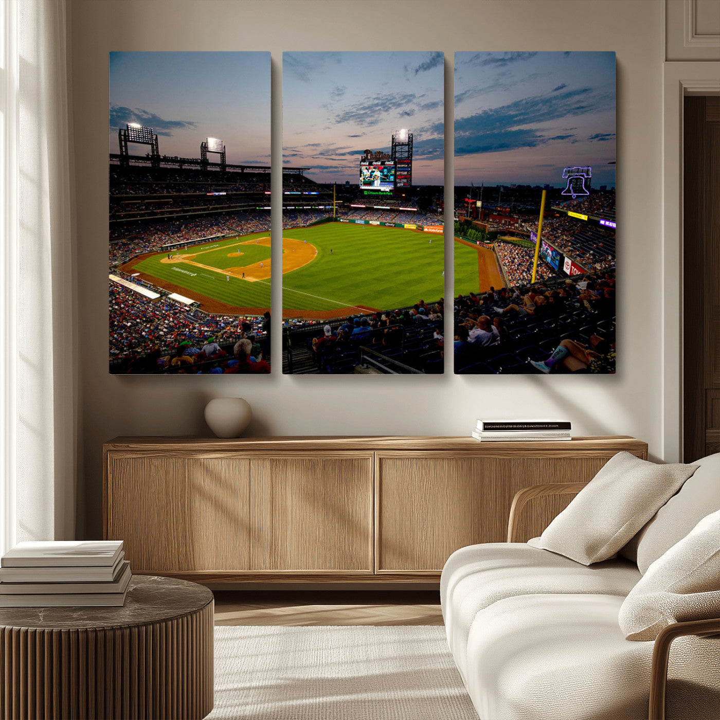 MGV-CV-48X32-3P - Philadelphia Phillies Baseball Team Print - Citizens Bank Park Stadium Wall Art Canvas Print
