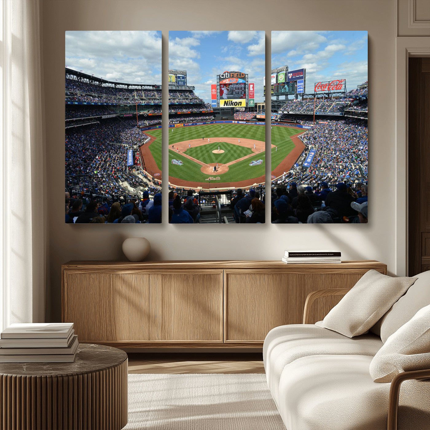 MGV-CV-48X32-3P - New York Mets Baseball Team Print - Citi Field Stadium Wall Art Canvas Print