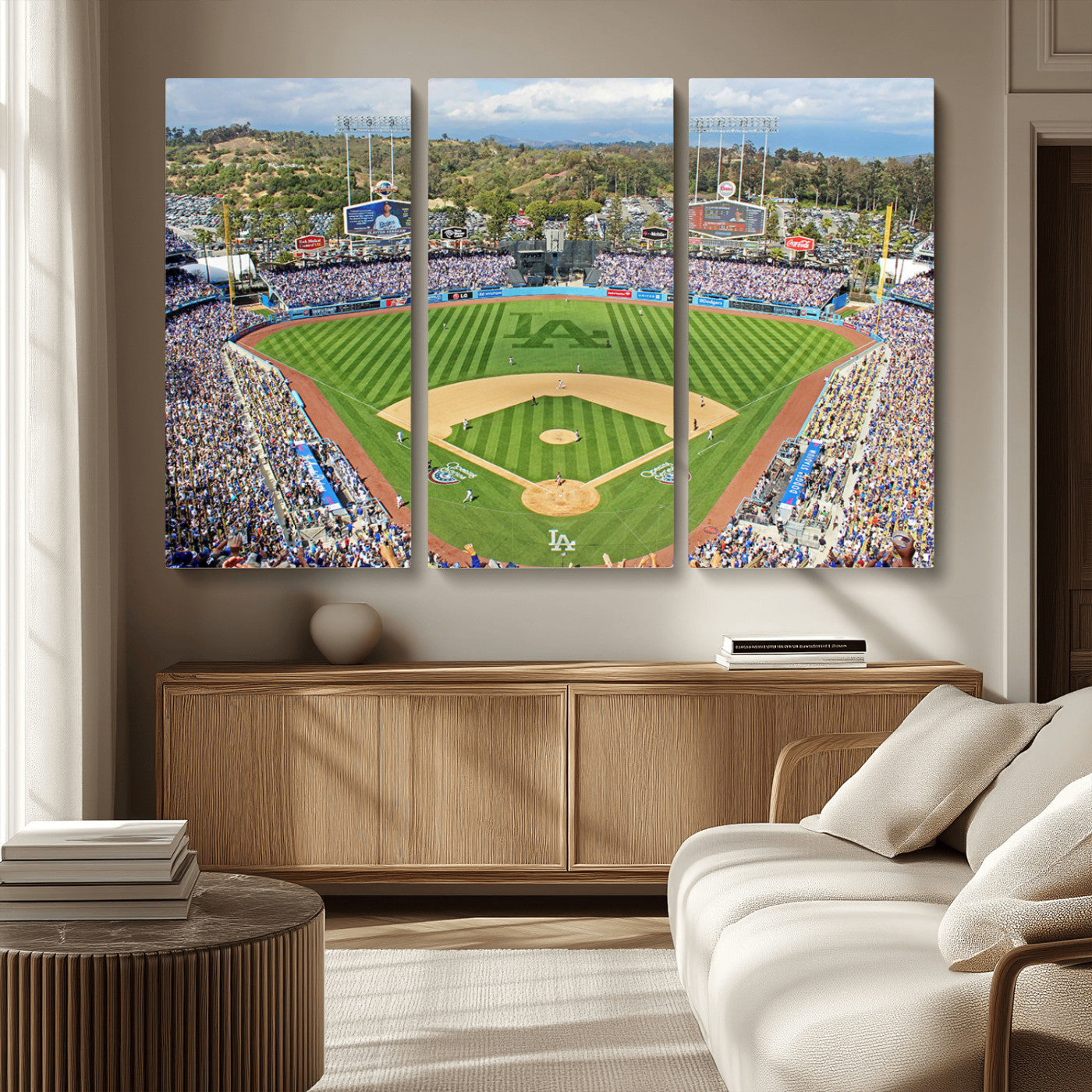 MGV-CV-48X32-3P - Citi Field Wall Art Print | 3-Panel New York Mets Baseball Stadium Canvas Print | Framed Sports Decor for Living Room, Man Cave, or Office