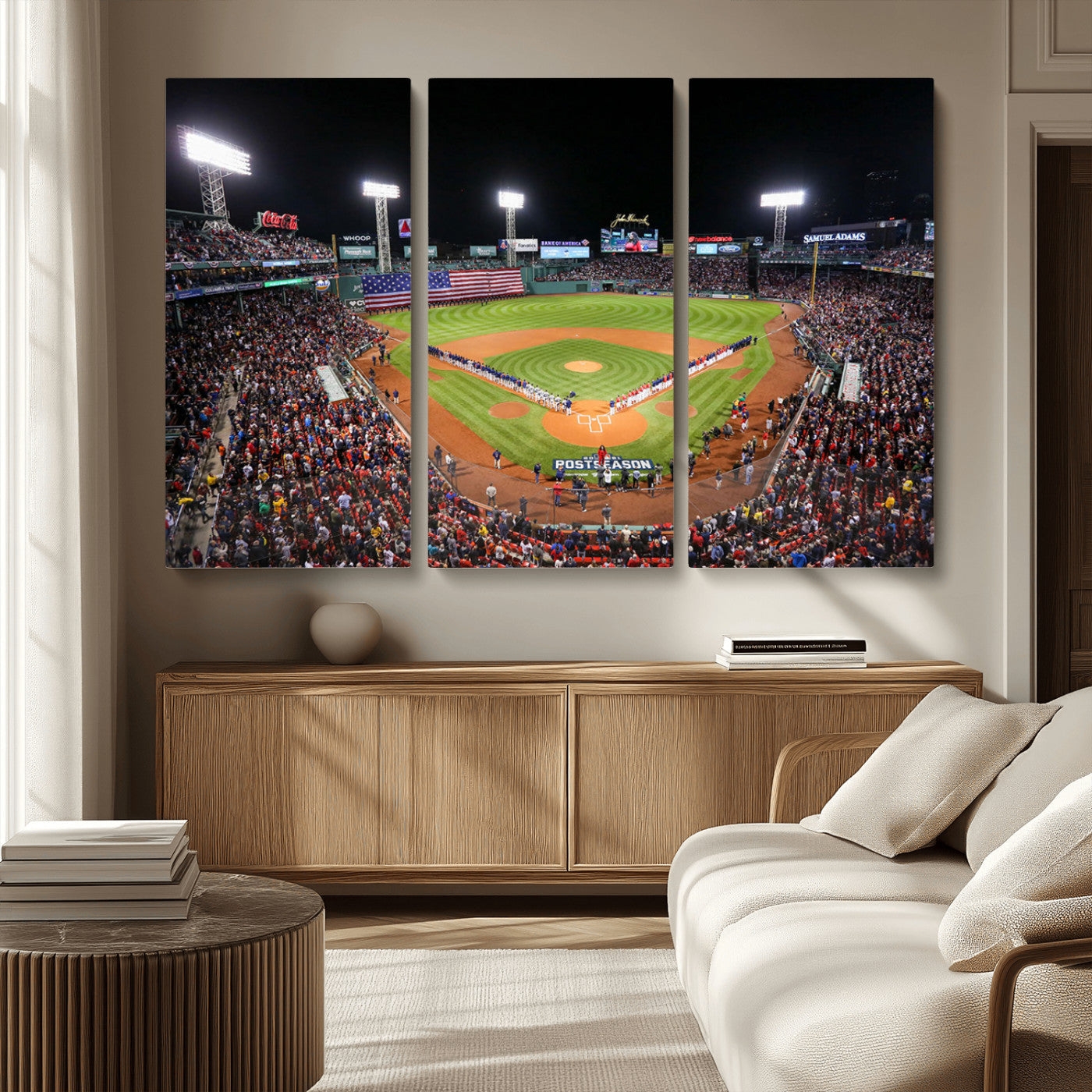 MGV-CV-48X32-3P - Fenway Park Wall Art Canvas Print | Large Baseball Stadium Canvas Print for Boston Red Sox Fans | Framed Ready-to-Hang Boston Sports Decor Artwork