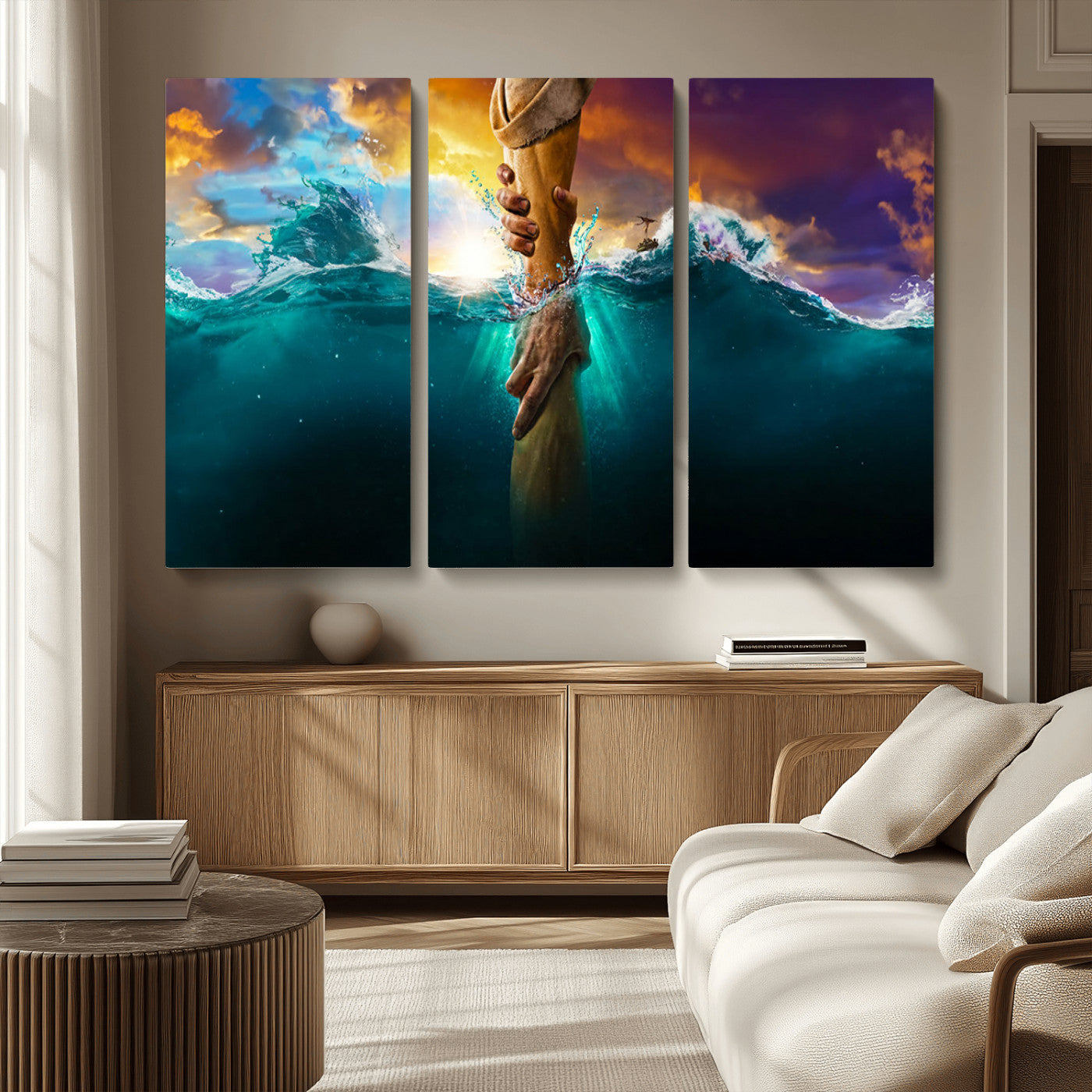 MGV-CV-48X32-3P - God Hand Wall Art Canvas Print
