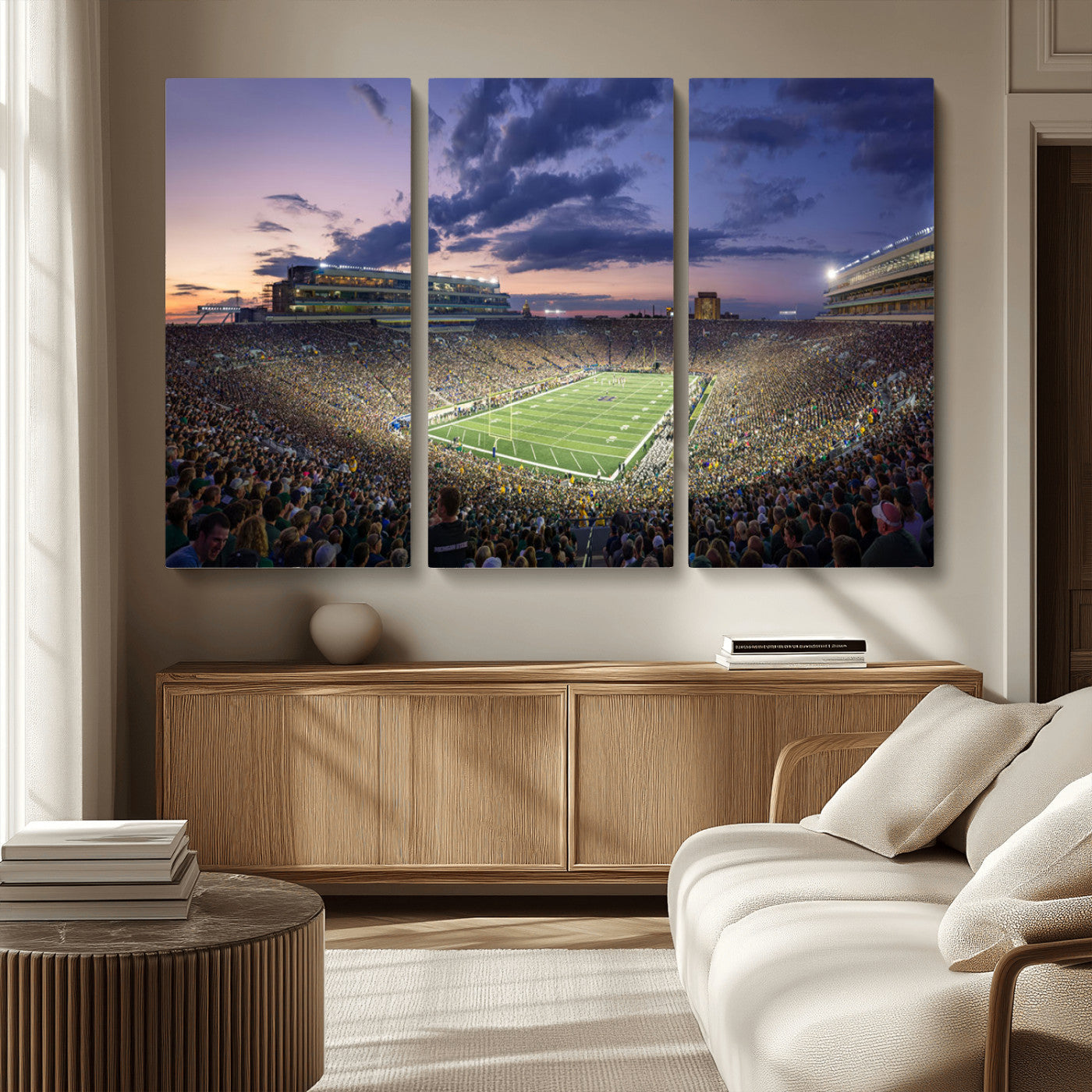 MGV-CV-48X32-3P - Notre Dame Fighting Irish Football Team Print - Notre Dame Stadium Wall Art Canvas Print