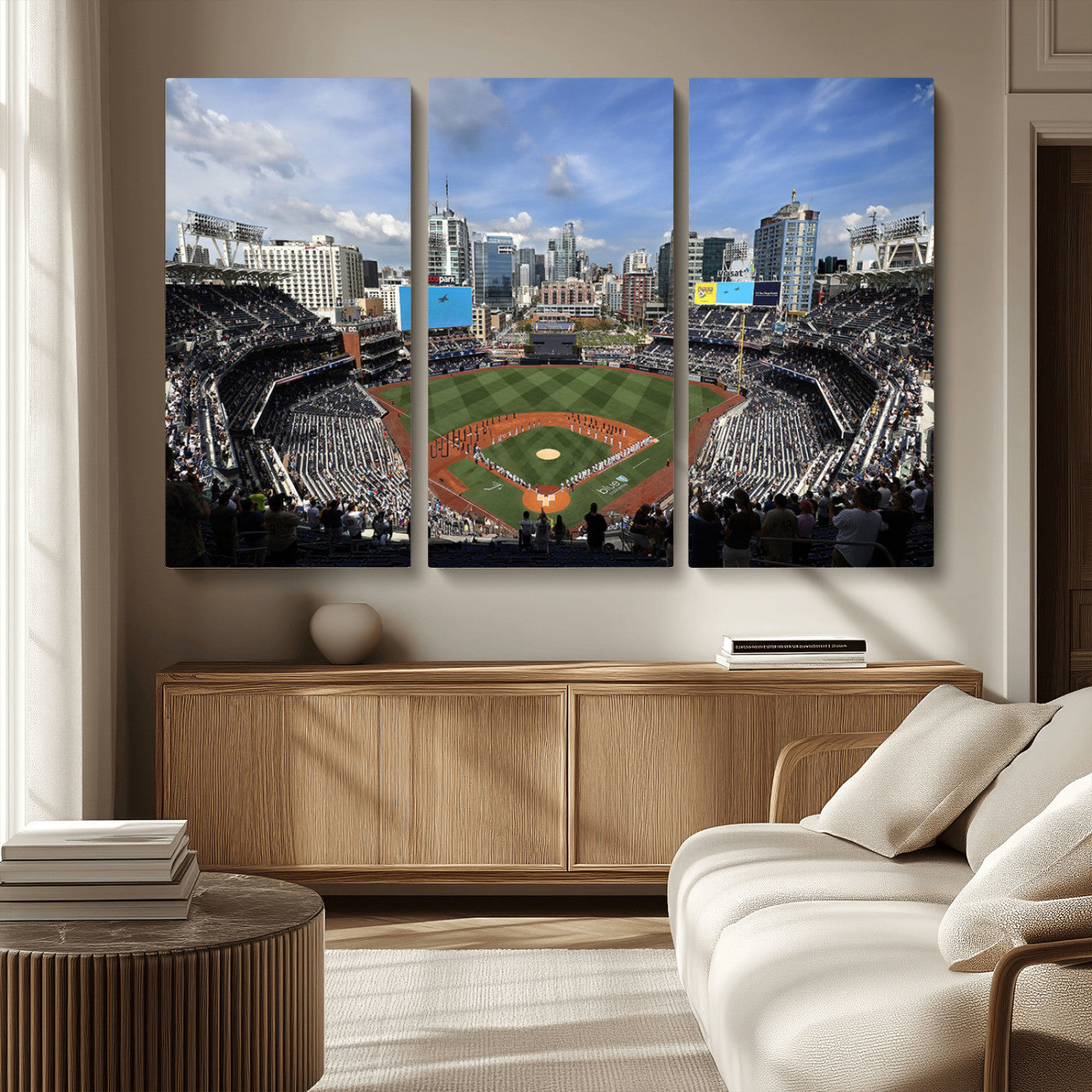 MGV-CV-48X32-3P - San Diego Padres Baseball Team Print - Petco Park Stadium Wall Art Canvas Print