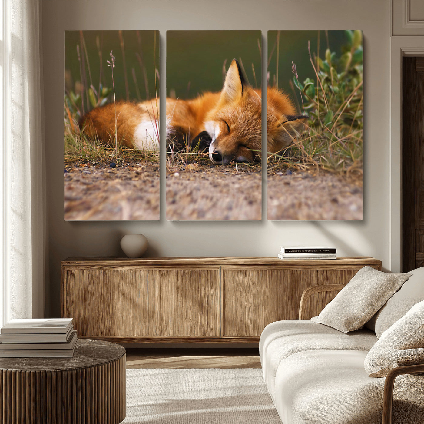 -Sleeping Fox Wall Art Canvas Print, Farmhouse Wall Decor and Animal Wall Art Print