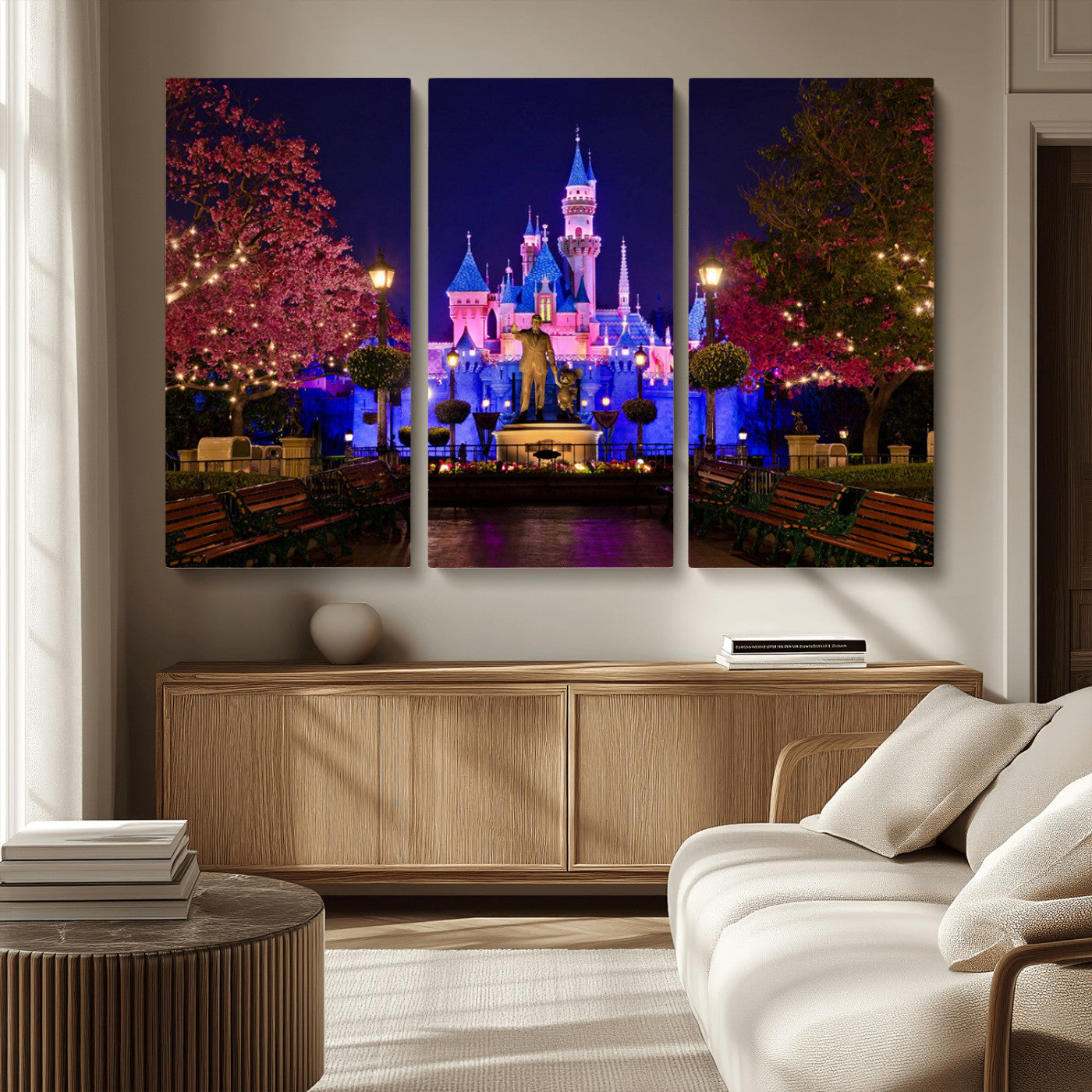 MGV-CV-48X32-3P - Castle Large Wall Art Disney Magic Kingdom Kids Room Decor - Disney World Christmas Home Decor Child