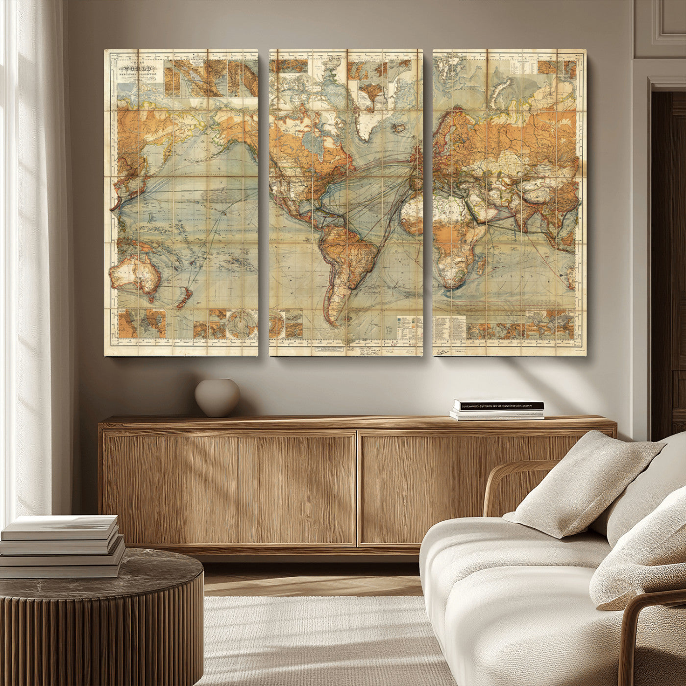 MGV-CV-48X32-3P - Push Pin World Map Canvas Print – Framed Wall Art for Couples to Track Their Travels – Anniversary