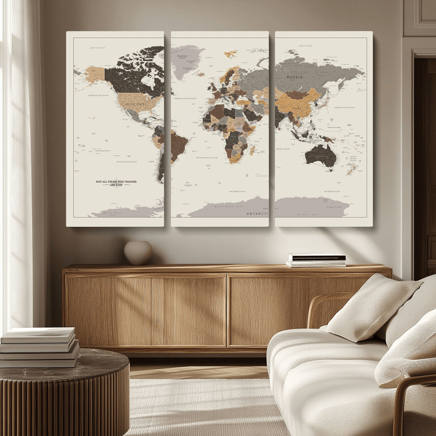 MGV-CV-48X32-3P - Push Pin World Map Canvas Print – Framed Wall Art for Couples to Track Their Travels – Anniversary