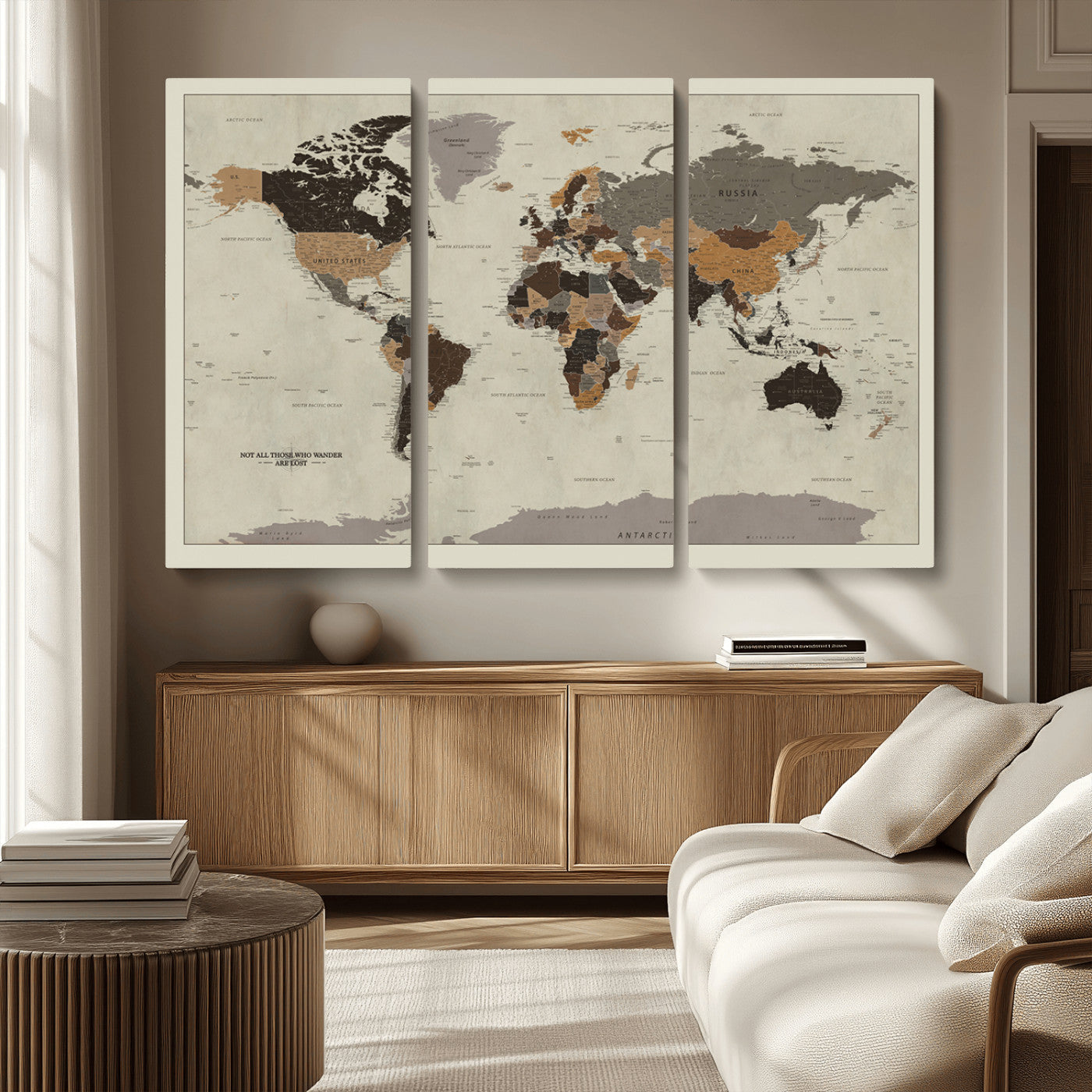 MGV-CV-48X32-3P - Push Pin World Map Canvas Print – Framed Wall Art for Couples to Track Their Travels – Anniversary