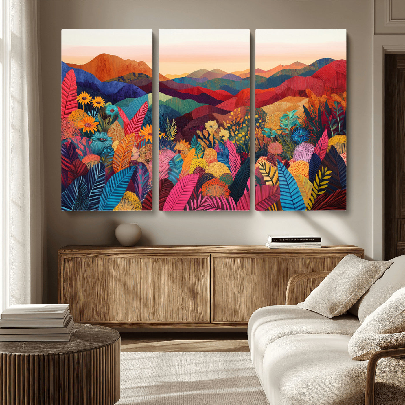 MGV-CV-48X32-3P - YAYOI KUSAMA Abstract Print - Landscape Canvas Wall Art Print - Vibrant Modern Decor for Living