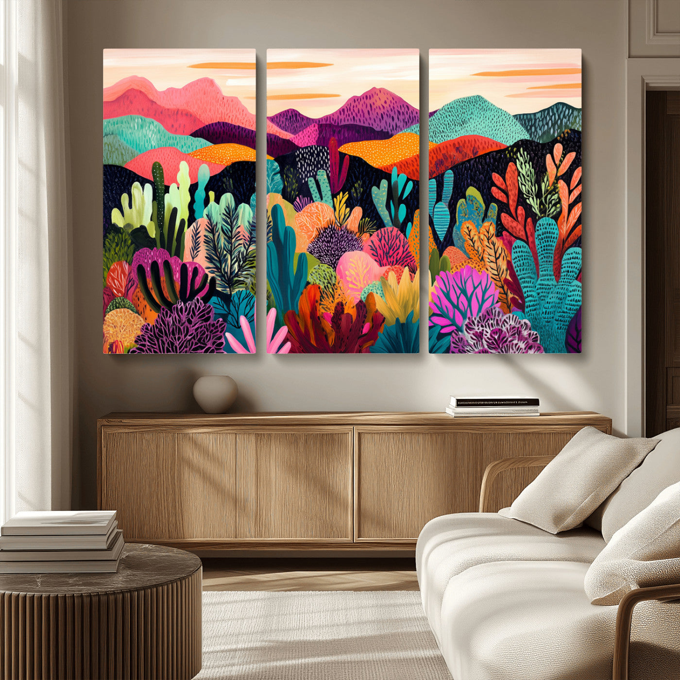 MGV-CV-48X32-3P - Abstract Kusama Print - Landscape Canvas Wall Art Print - Vibrant Modern Decor for Living Room,