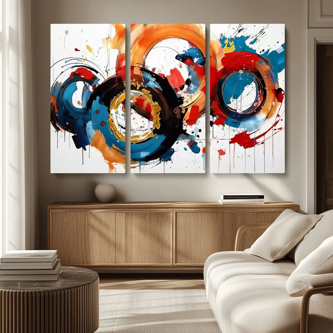 MGV-CV-48X32-3P - Abstract Wall Art, Rings Wall Art Canvas Print