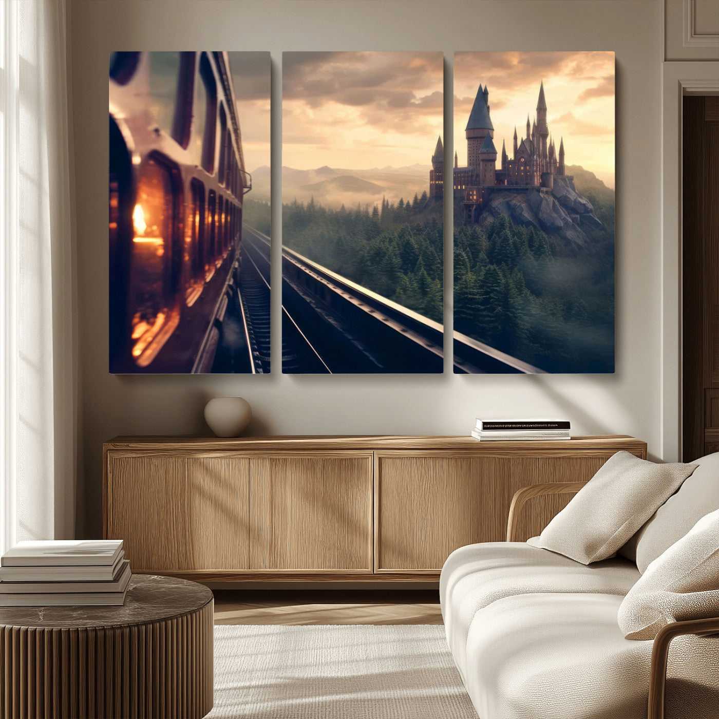 MGV-CV-48X32-3P - Harry Castle Wall Art Canvas Print, Wizard School Wall Art Print, Movie Wall Art Print