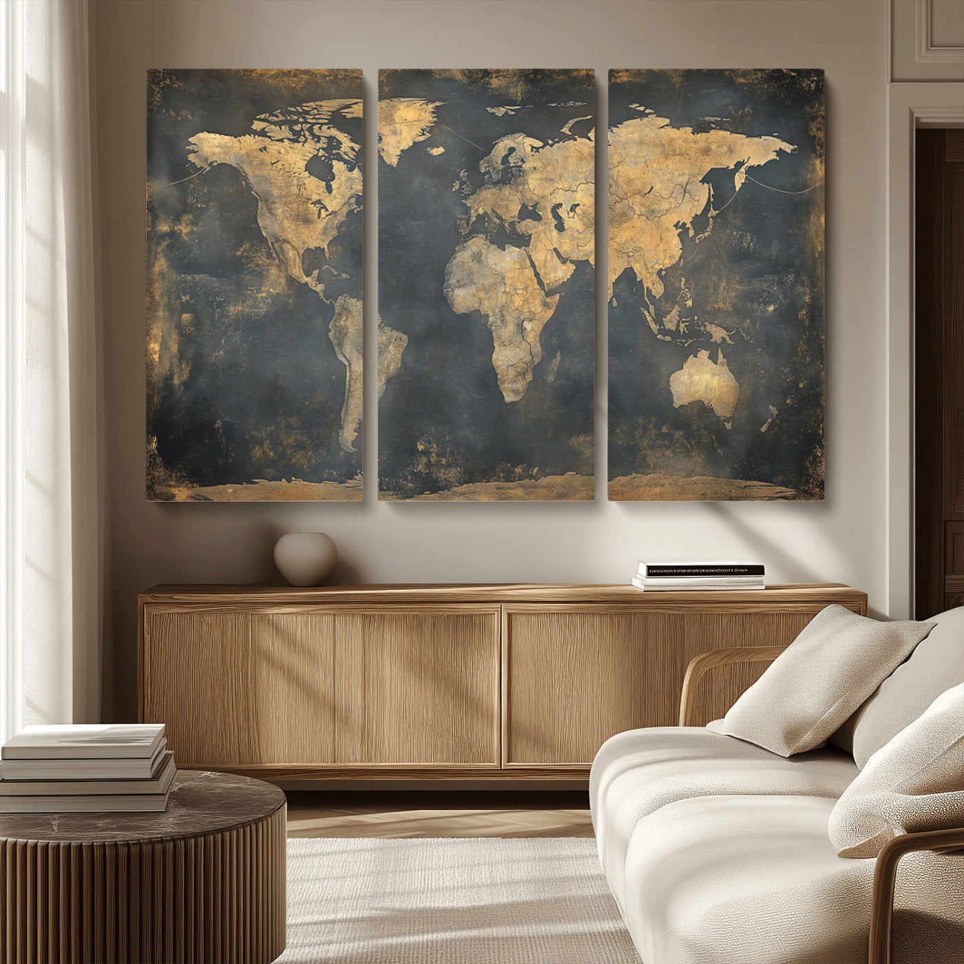 MGV-CV-48X32-3P - Push Pin World Map Canvas Print – Framed Wall Art for Couples to Track Their Travels – Anniversary