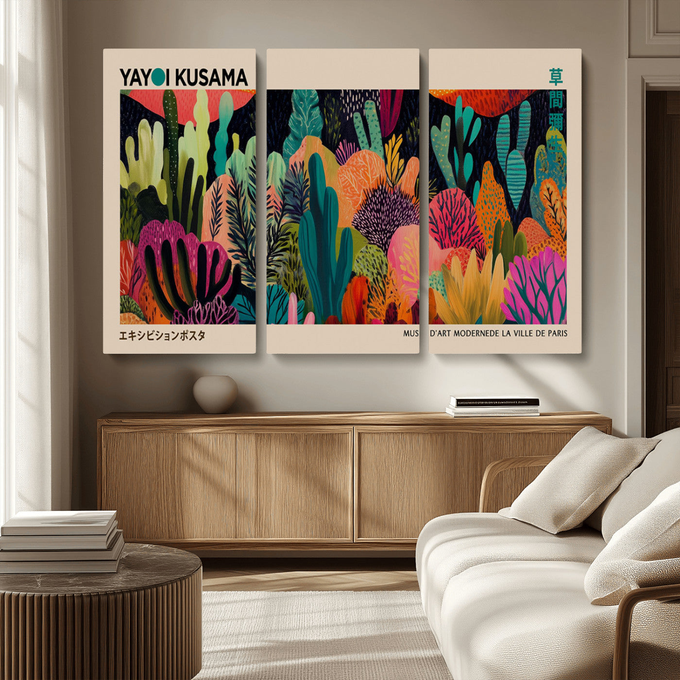 MGV-CV-48X32-3P - Yayoi Kusama Wall Art Canvas Print, Abstract Art, Large Yayoi Kusama Framed Canvas Print, Japanese