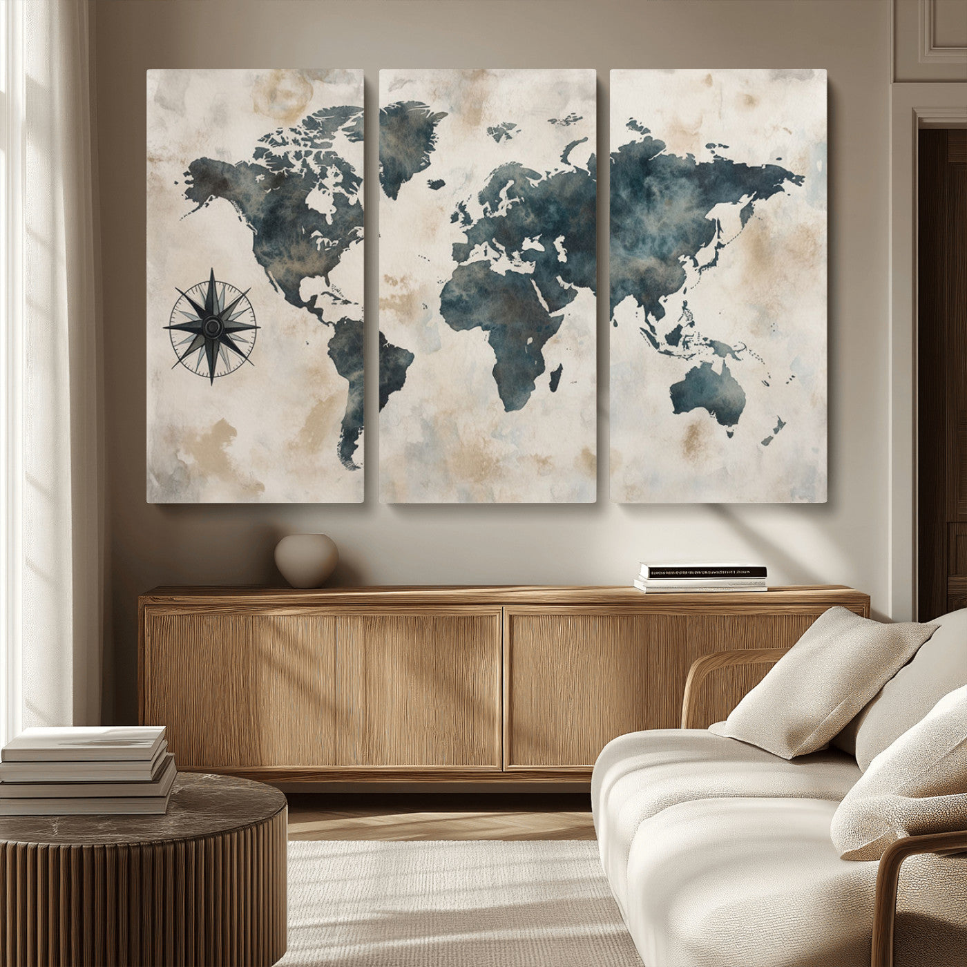 MGV-CV-48X32-3P - Push Pin World Map Canvas Print – Framed Wall Art for Couples to Track Their Travels – Anniversary