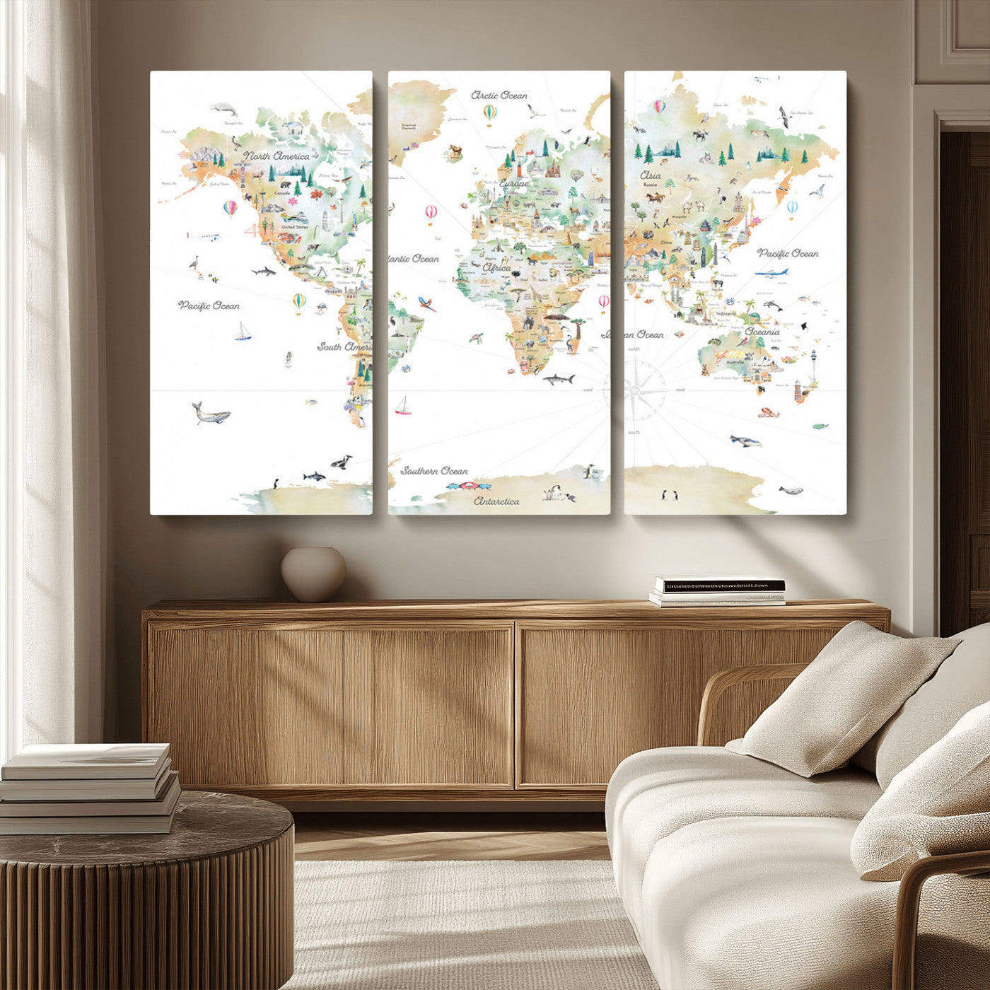 MGV-CV-48X32-3P - Push Pin World Map Canvas Print – Framed Wall Art for Couples to Track Their Travels – Anniversary