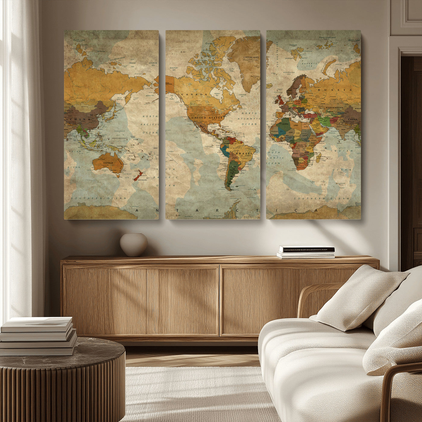 MGV-CV-48X32-3P - Push Pin World Map Canvas Print – Framed Wall Art for Couples to Track Their Travels – Anniversary
