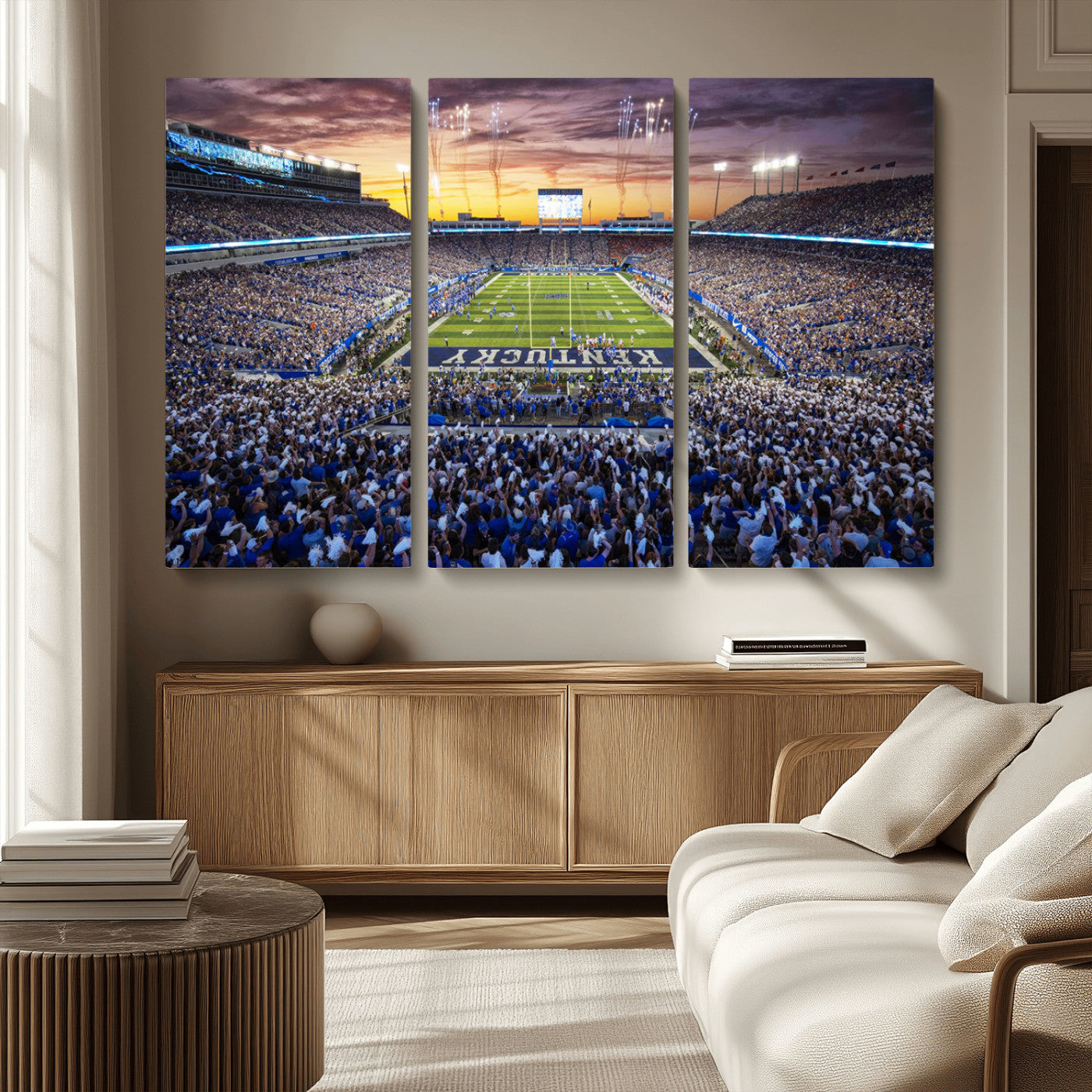 MGV-CV-48X32-3P - Kroger Field Wall Art Print - Kentucky Stadium Wall Art Print - Sunset Football Stadium Wall Decor -