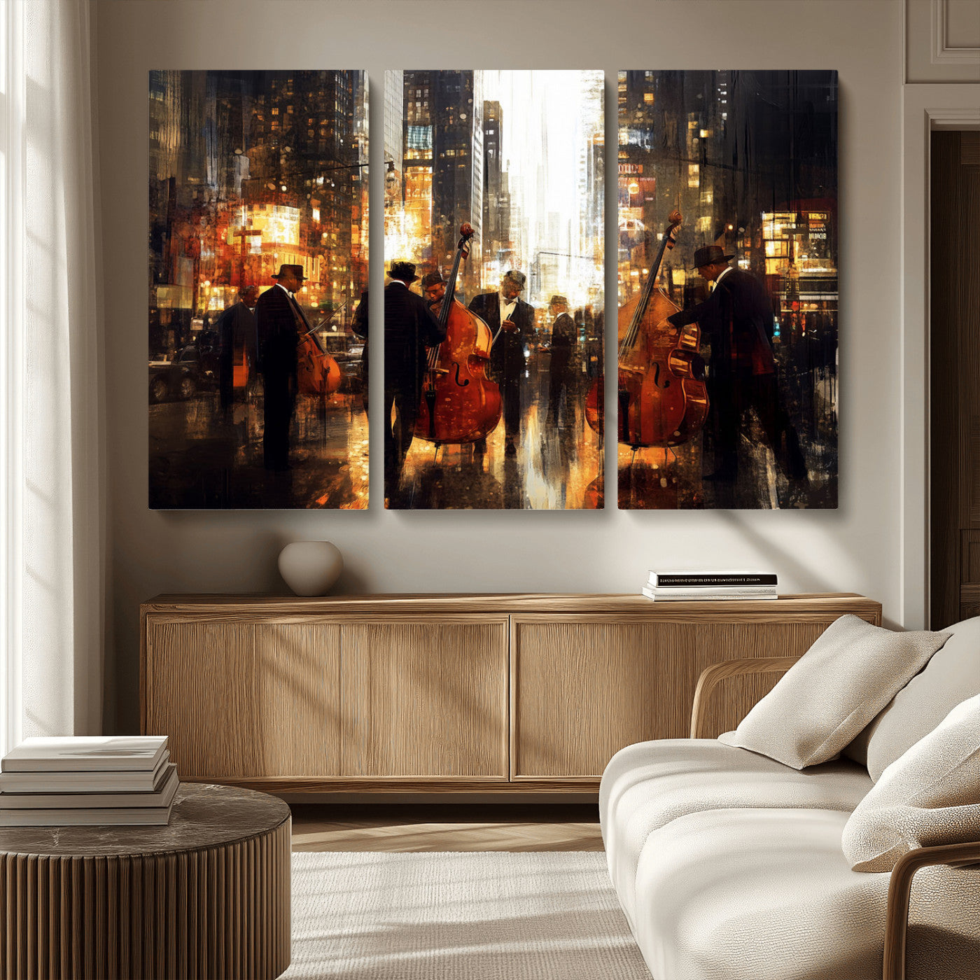 MGV-CV-48X32-3P - Abstract Jazz Art Wall Art Canvas Print - Framed Abstract Music Canvas - Colorful Instrument Poster