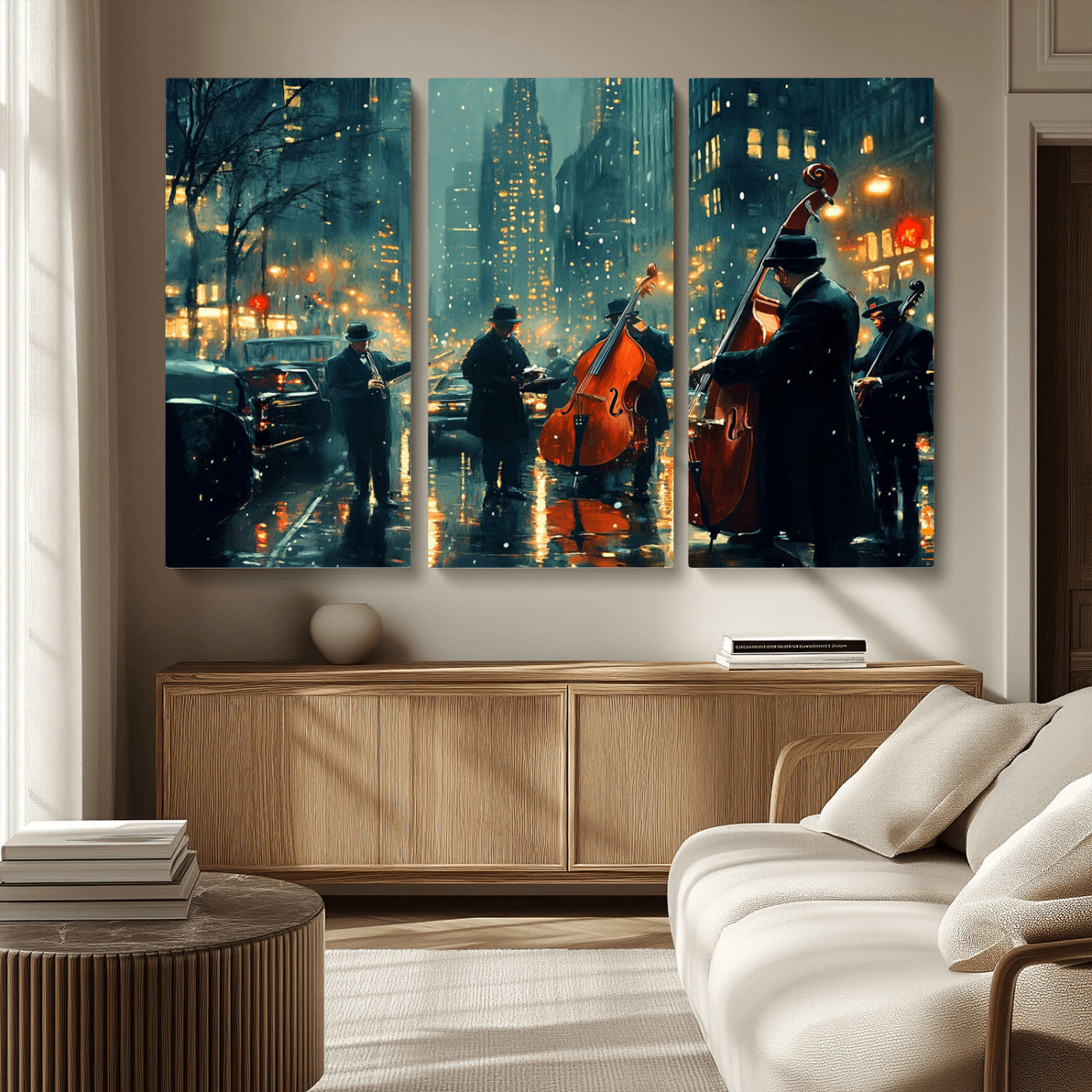MGV-CV-48X32-3P - African American Jazz Art Print - Framed Abstract Music Canvas - Colorful Instrument Poster for