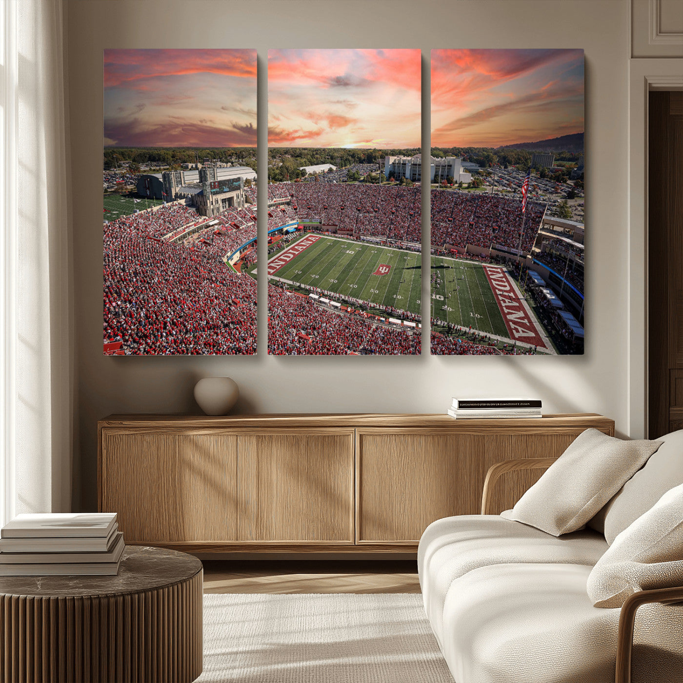 MGV-CV-48X32-3P - Indiana Memorial Stadium Wall Art Canvas Print, Framed Studium Canvas Art, Indiana Memorial Stadium