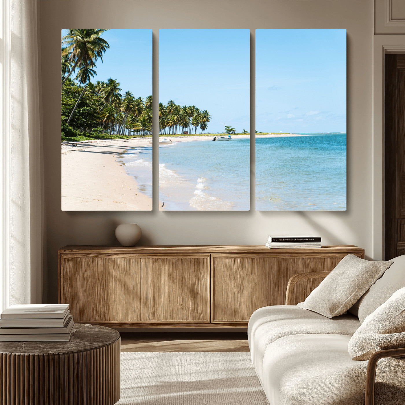 37858872-MGV-CV-36X24 - Palm Tree Paradise Coastal Wall Art – Beach Scene and Ocean Breeze Canvas Print Tranquil Tropical Shore Decor for Living Room, Bedroom or Office