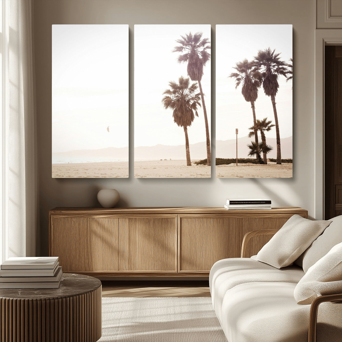 MGV-CV-48X32-3P - Coastal Light Wall Art Canvas Print, Framed Relaxing Shoreline Art Picture Print, Minimalist Ocean Perfect Tropical Serenity Decor Artwork